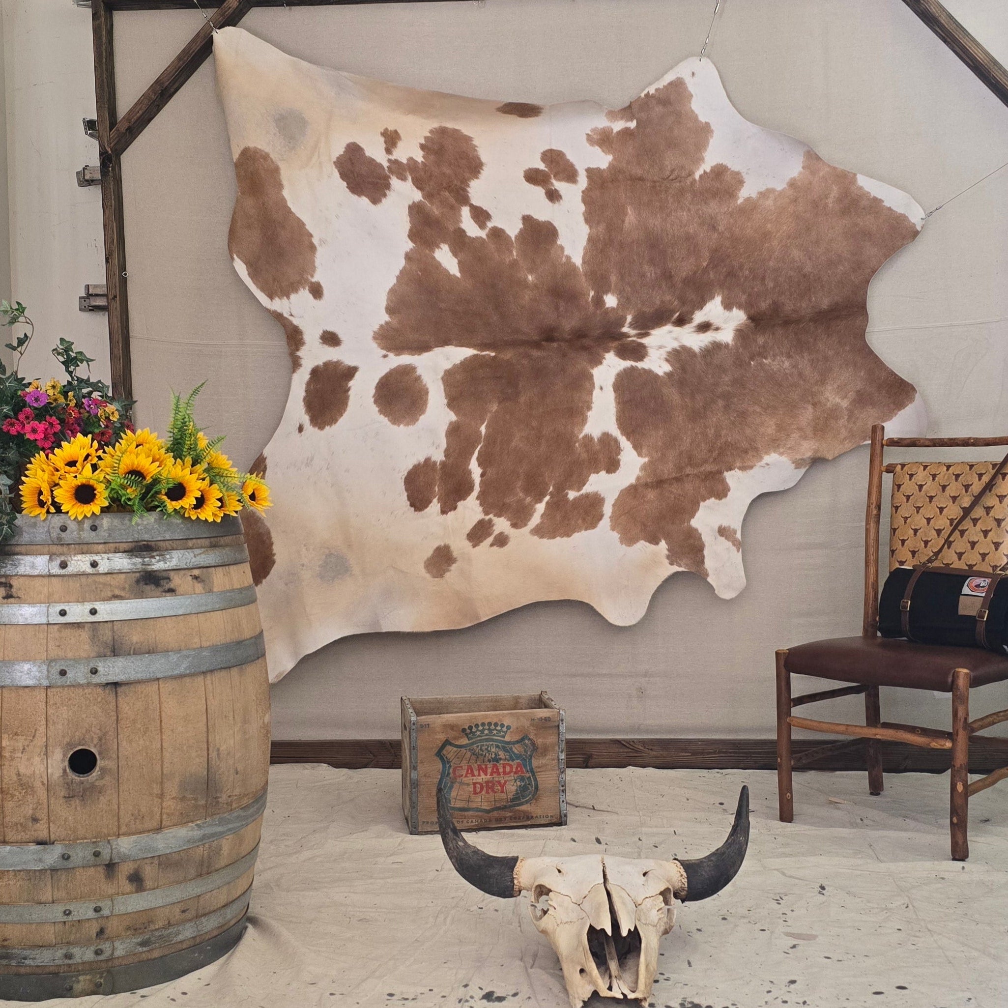 Fabulous Light Brown and White Cowhide Handmade in Brazil