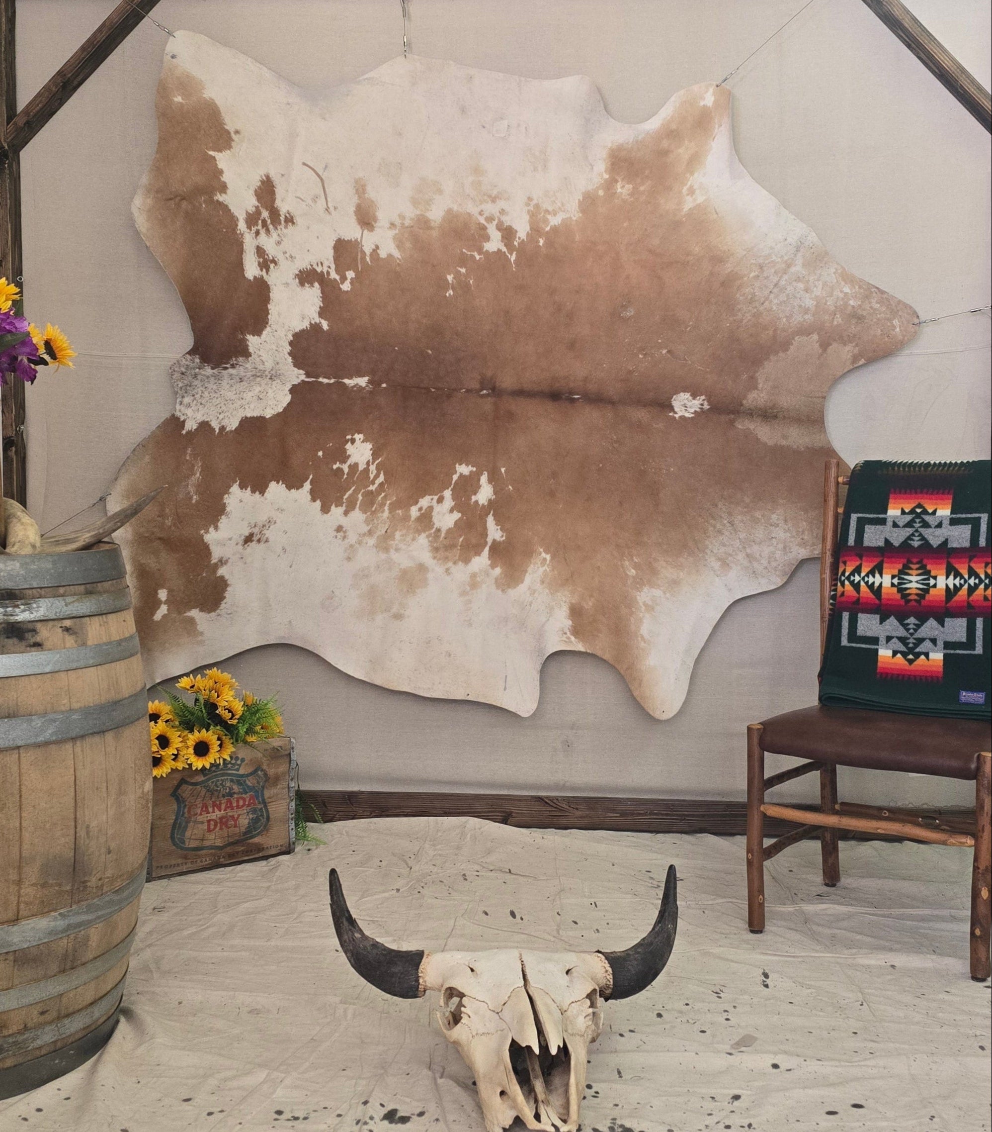Natural Beige and White Cowhide Handcrafted in Brazil