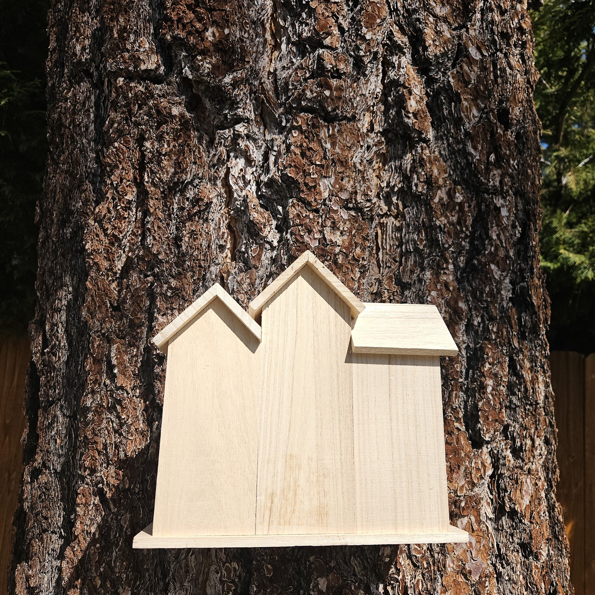 Michaels 9.5" Raw Wood Brownstone Birdhouse