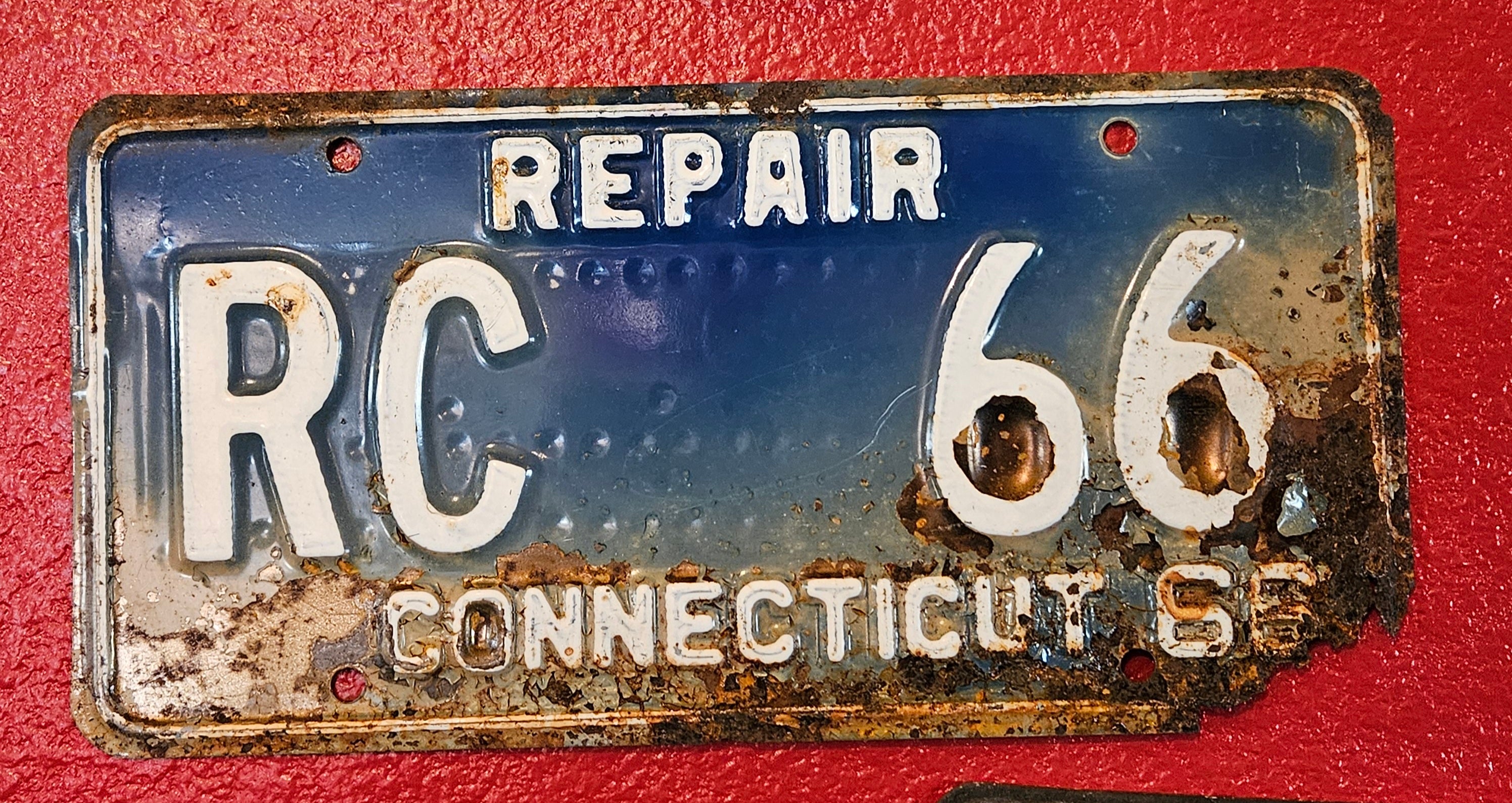 Vintage CONNECTICUT REPAIR 1966 License Plate