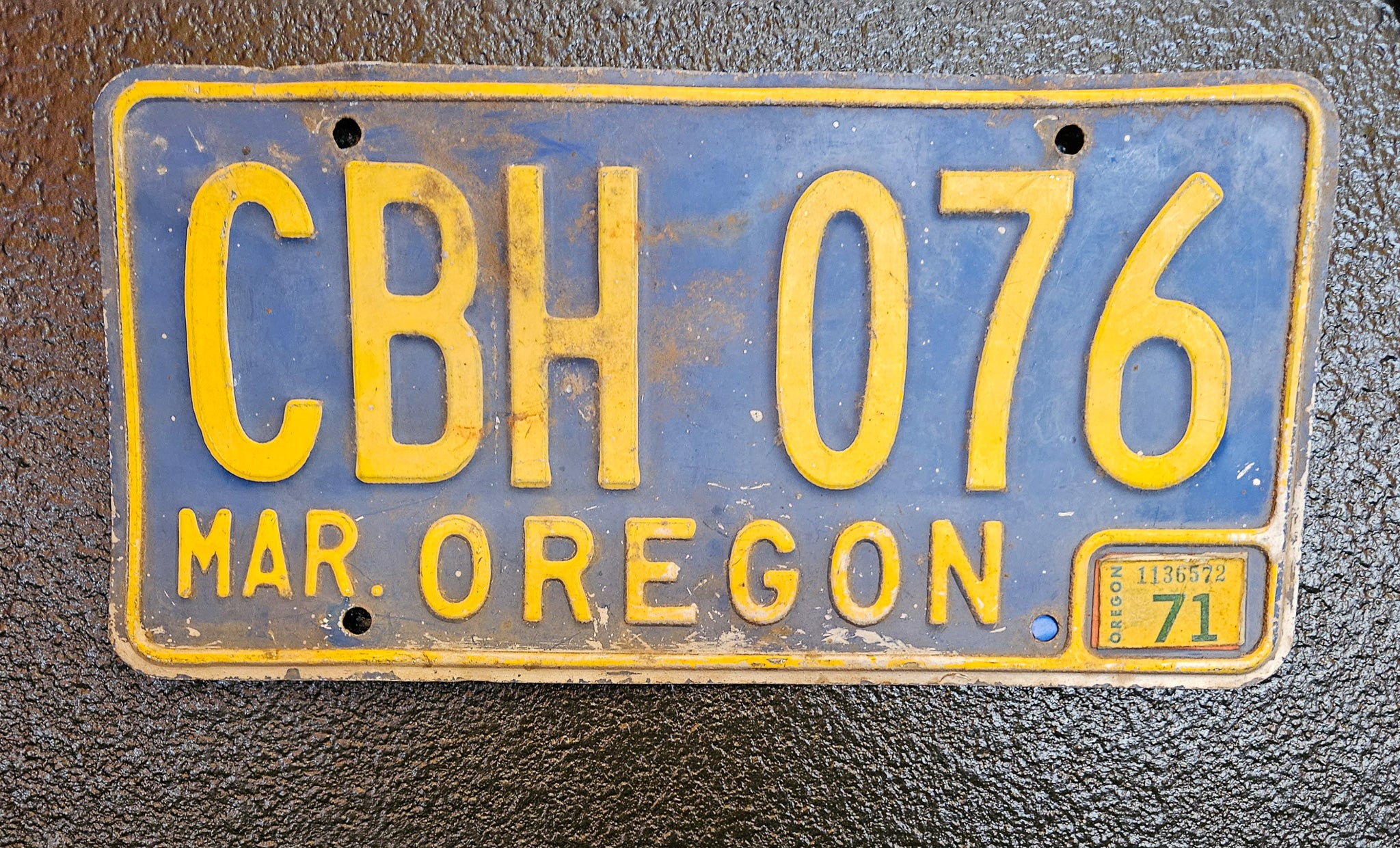 Vintage 1960s-1970s Blue & Yellow License Plate