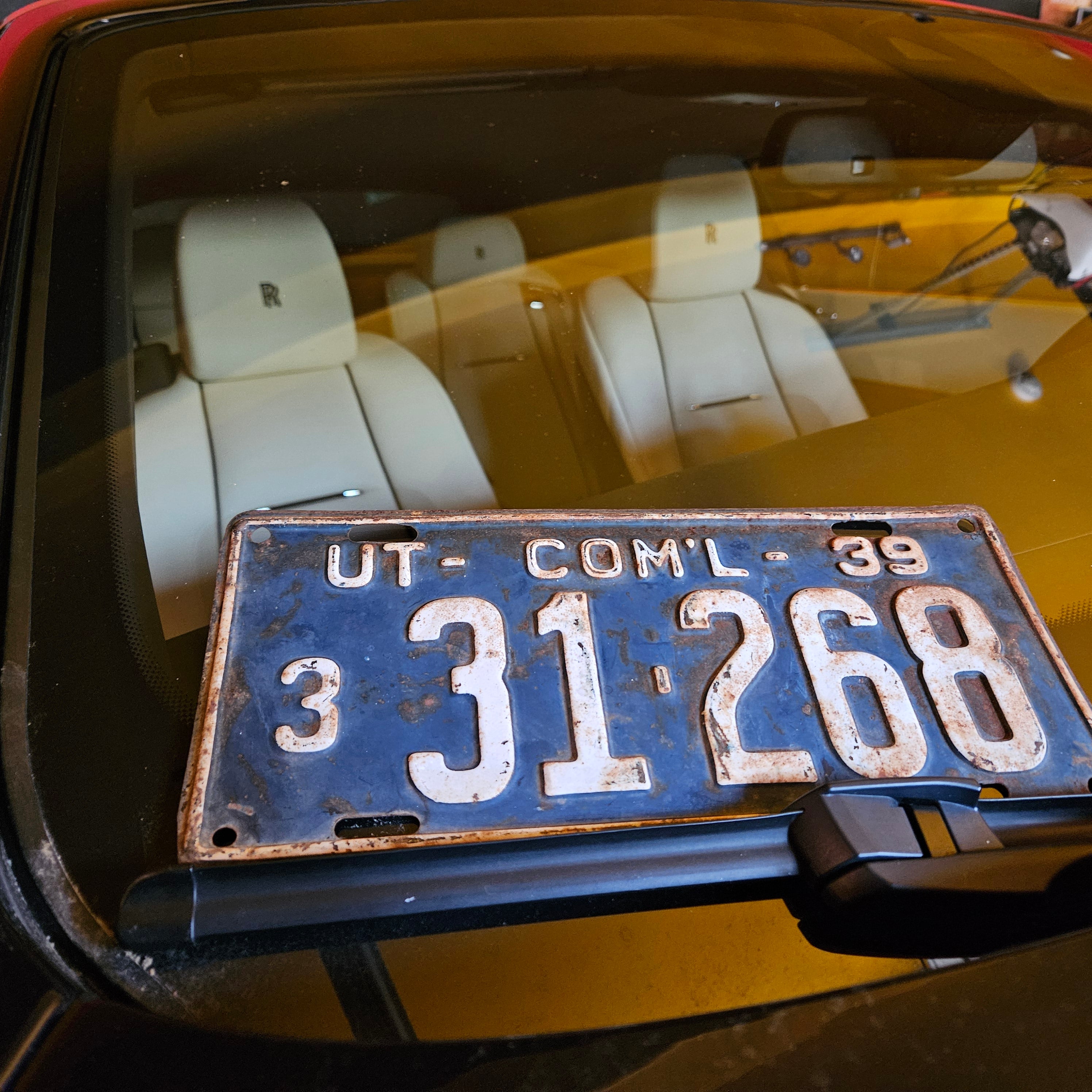 Vintage Utah Commercial 1930s-1940s Blue & White License Plate