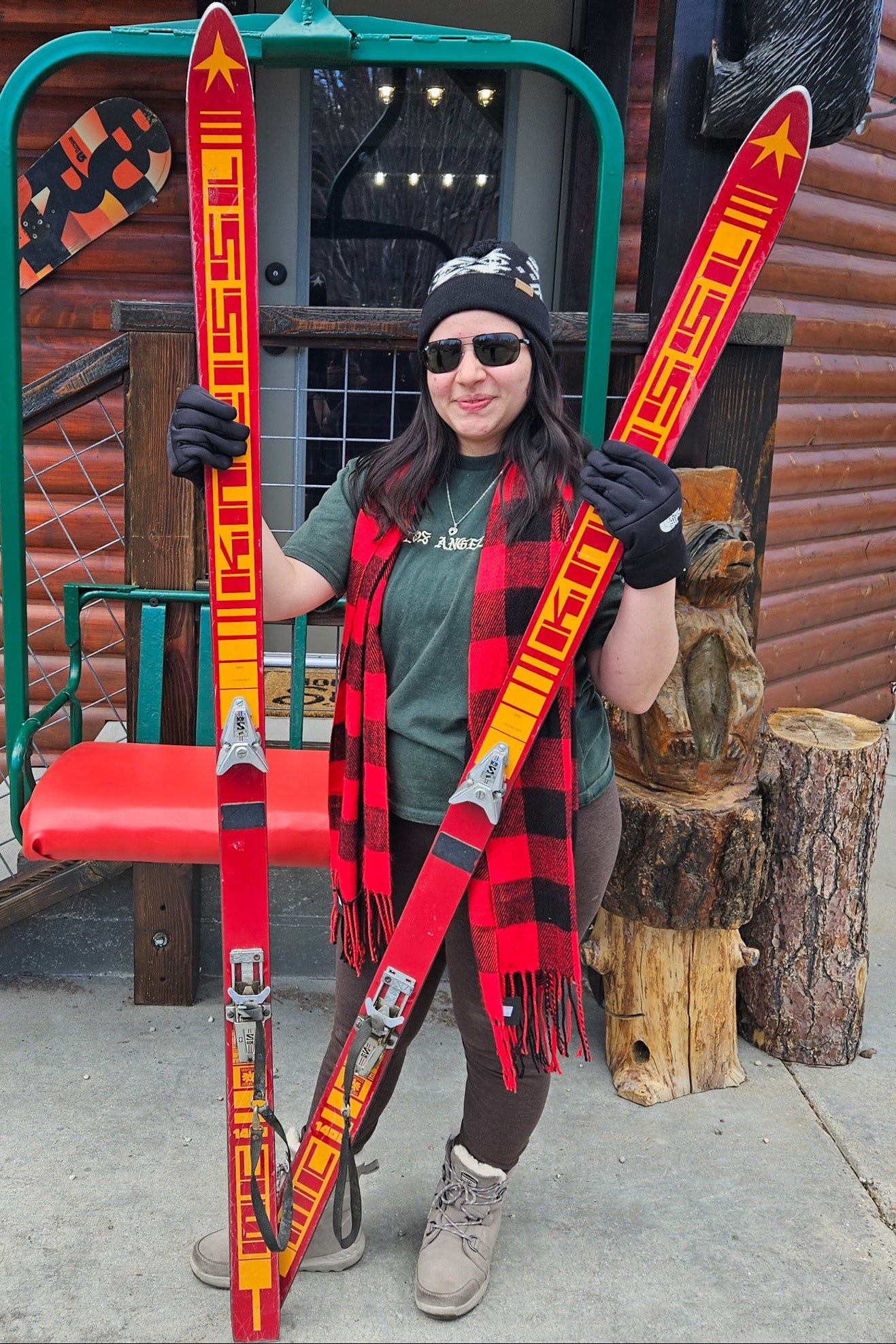 Vintage Red and Yellow Kneissl Skis