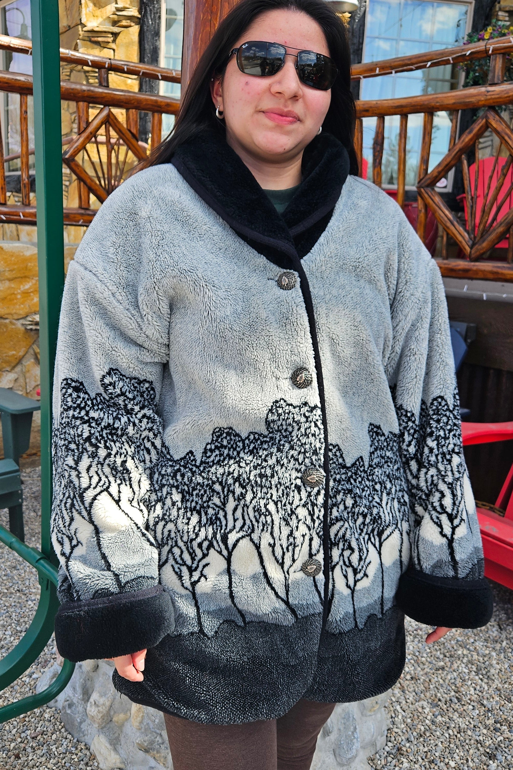 Vintage Nordic Lights Reversible Fleece Jacket