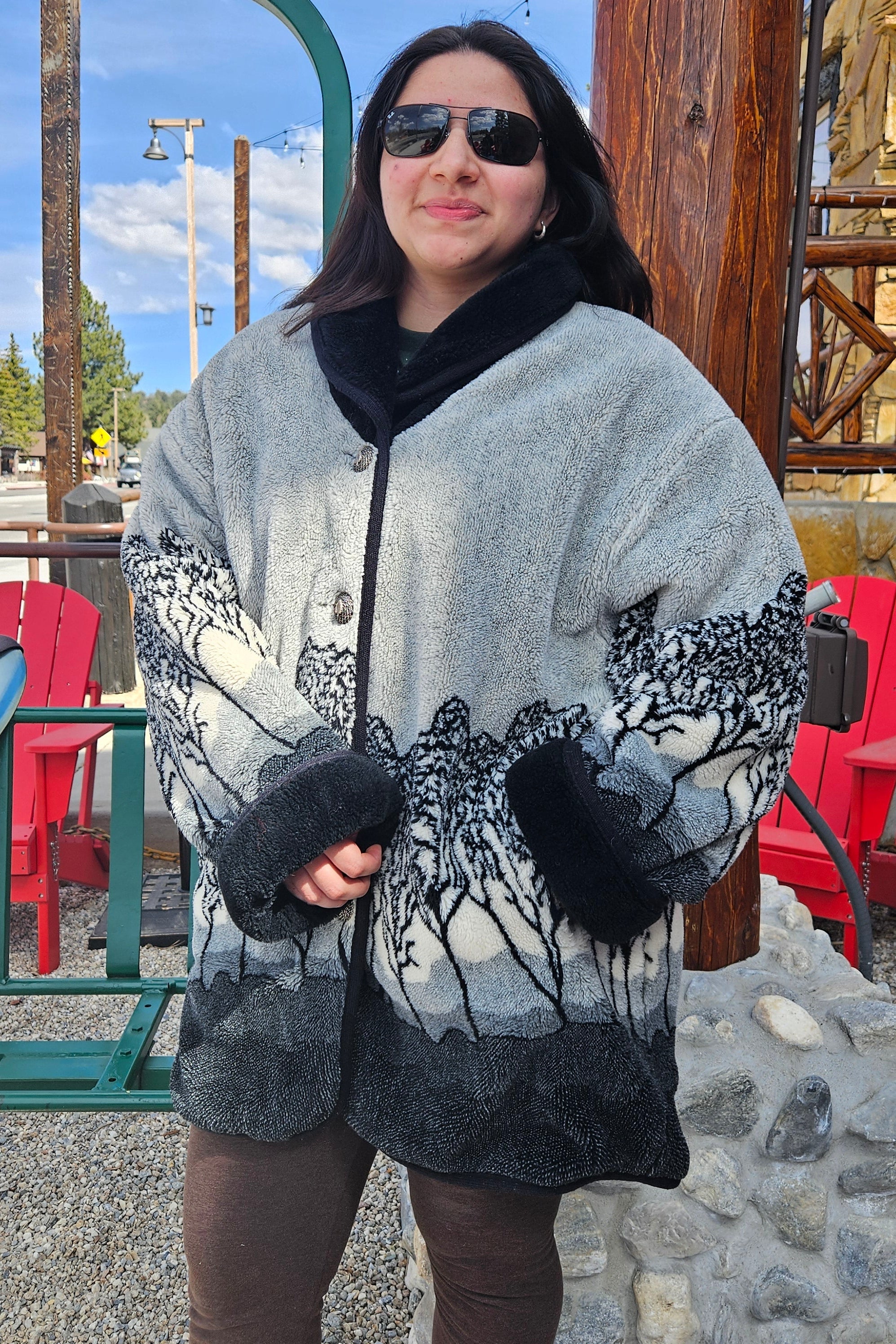 Vintage Nordic Lights Reversible Fleece Jacket