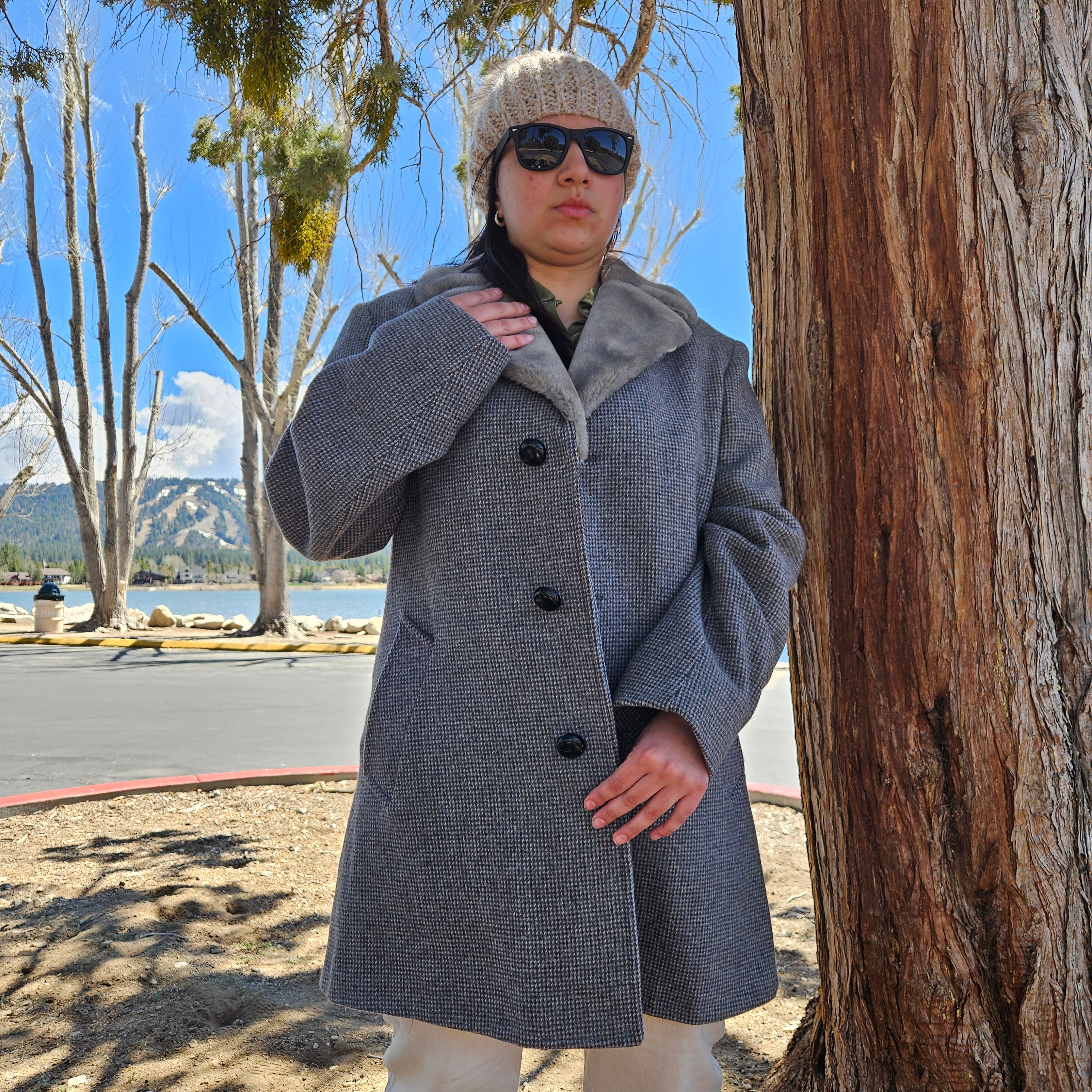 Vintage 60's Pendleton Wool Shearing Coat with Faux Fur Collar