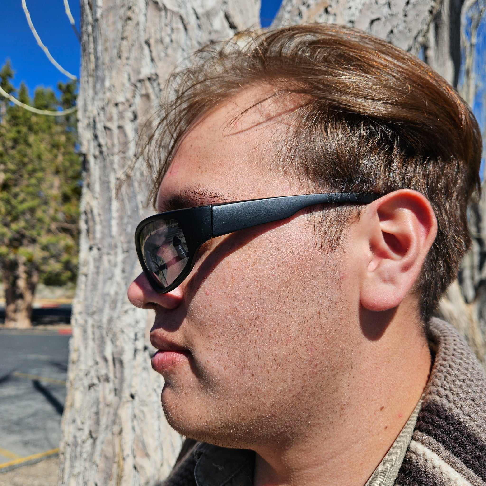 Mens Black Wrap Around Polarized Sunglasses