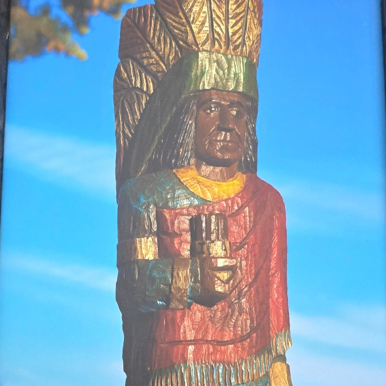Wooden Indian Photo Canvas Print with Frame