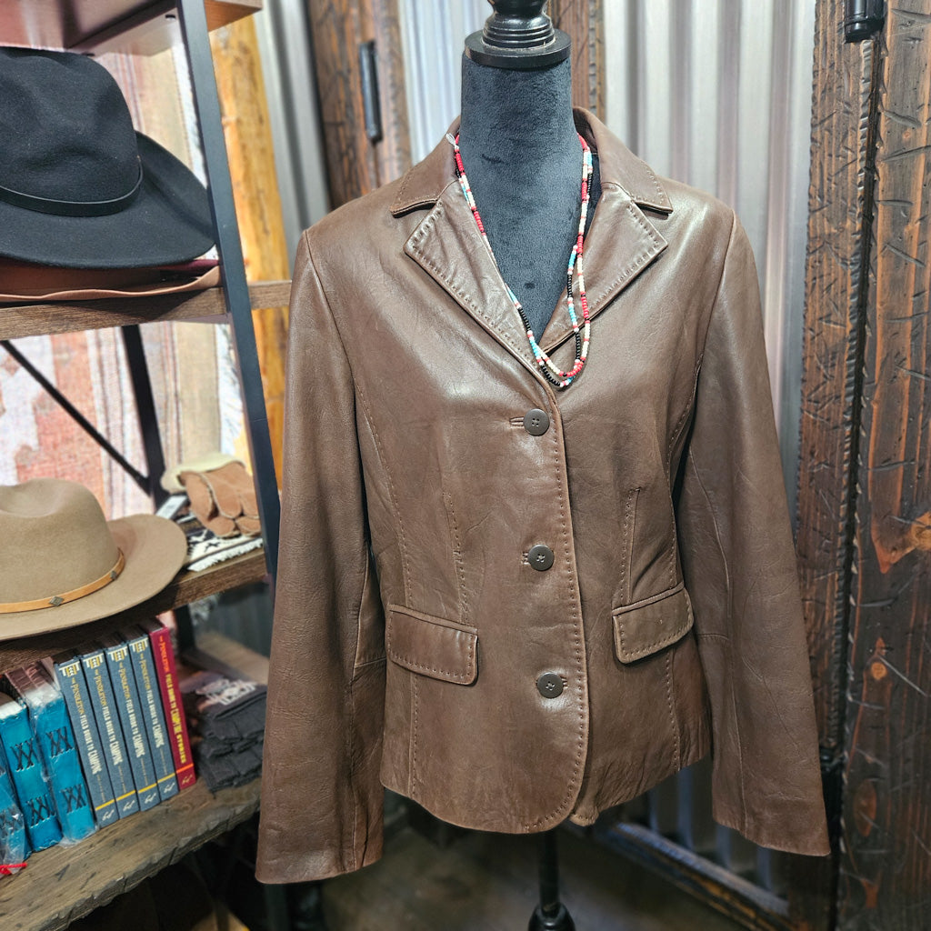 Vintage Lite Brown Supple Lambskin Leather Jacket Fits Size Medium to XL