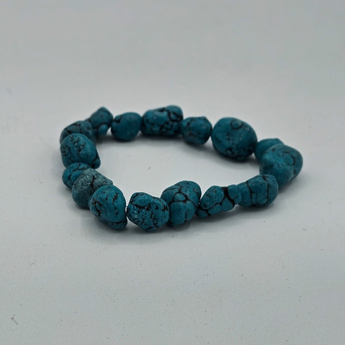 Chunky Turquoise Howlite Nugget Tumblestone Stretch Bracelet