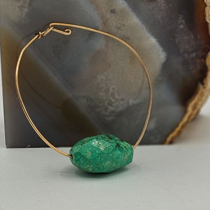 Gold Banded Aventurine Bangle Bracelet