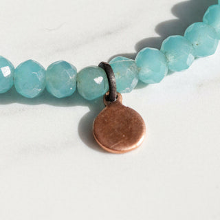 Amazonite Bead Stretch Bracelet with a Small Copper Tag