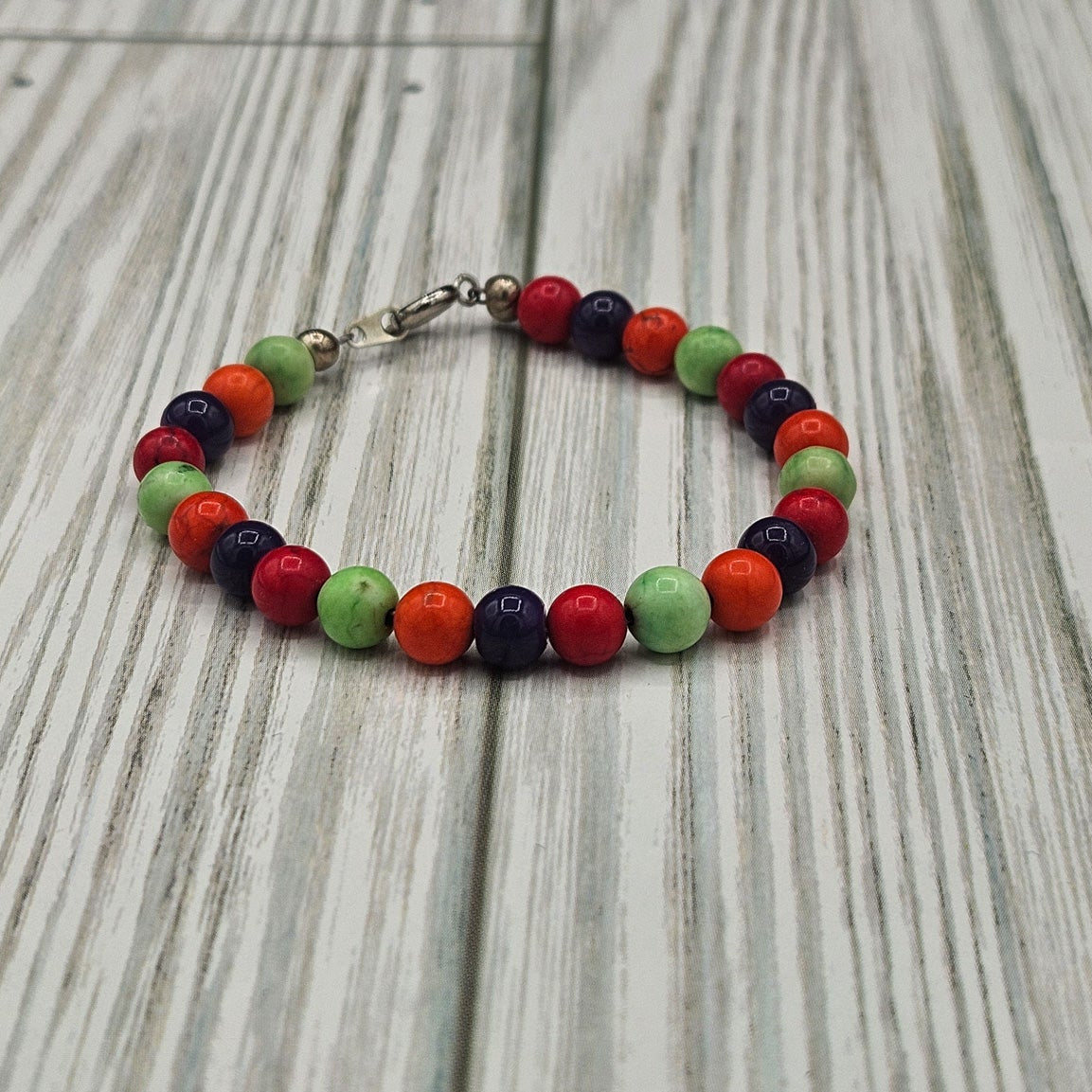 Multi-Colored Gemstone Beaded Clasp Bracelet