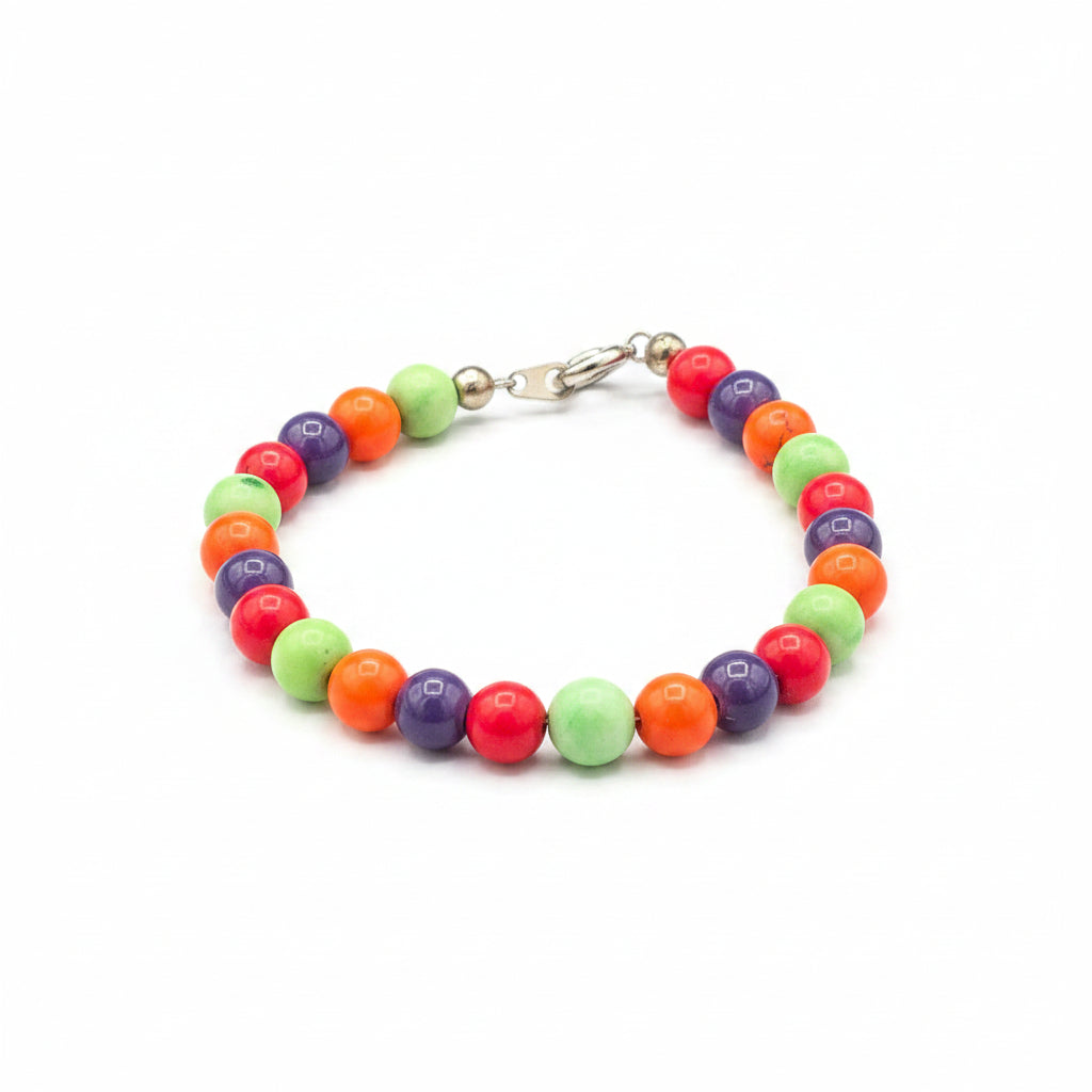 Multi-Colored Gemstone Beaded Clasp Bracelet