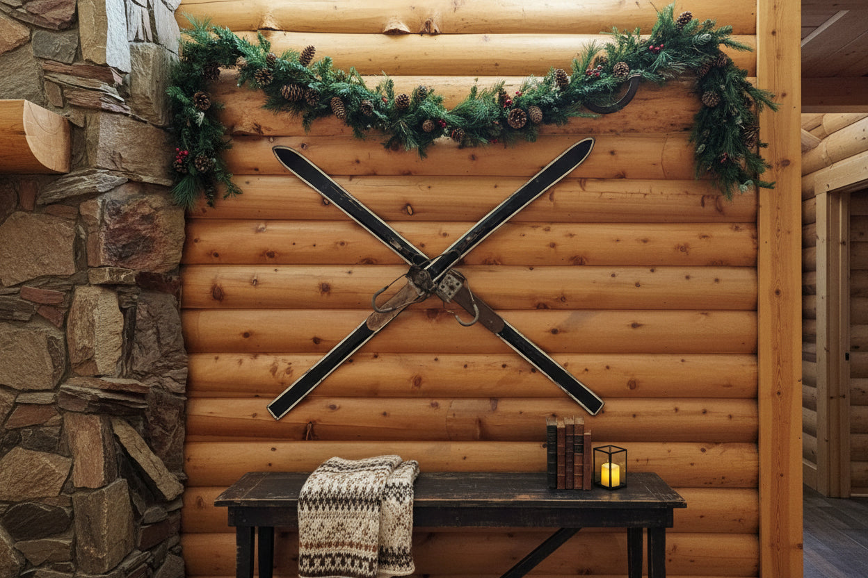 Vintage Black Wooden Skis