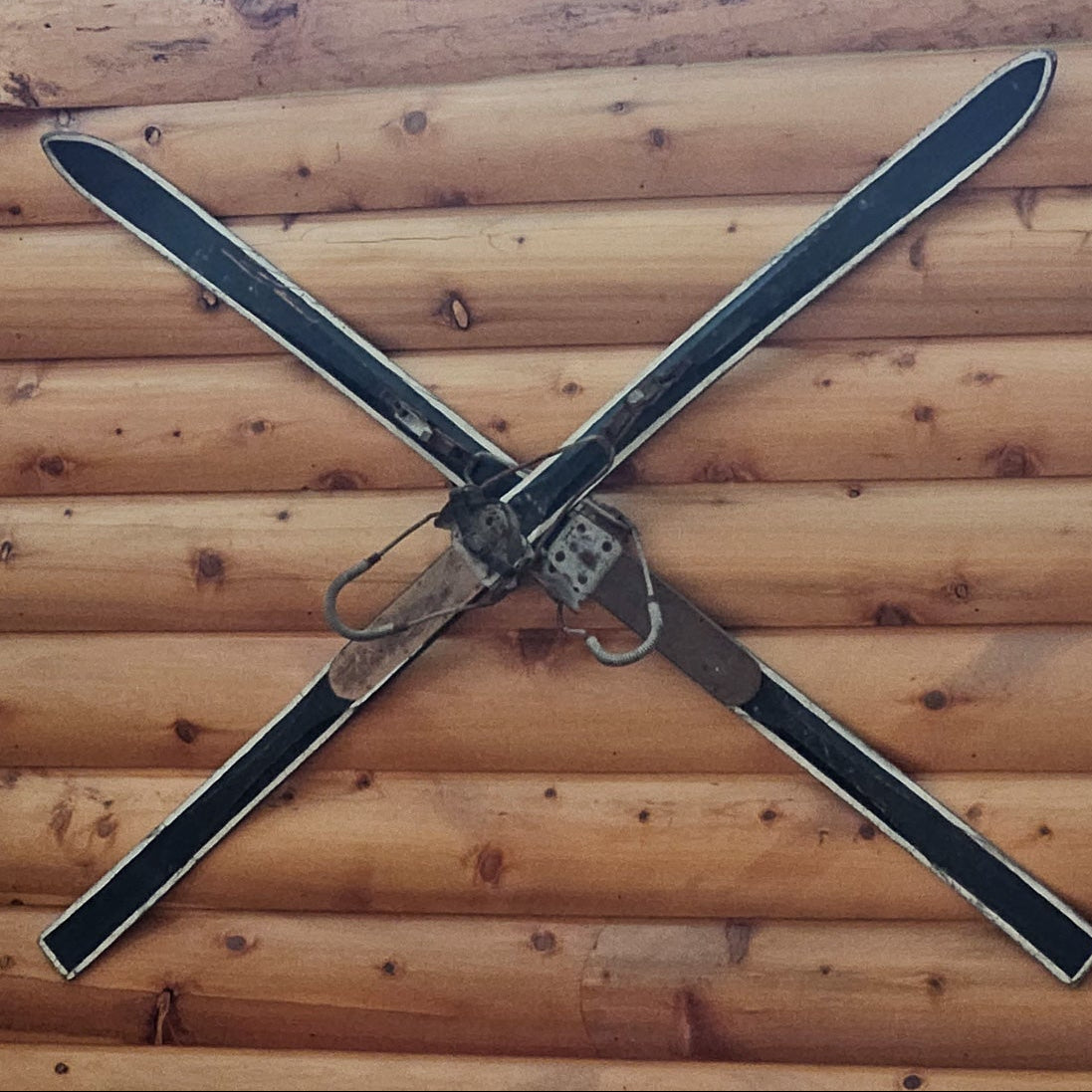 Vintage Black Wooden Skis