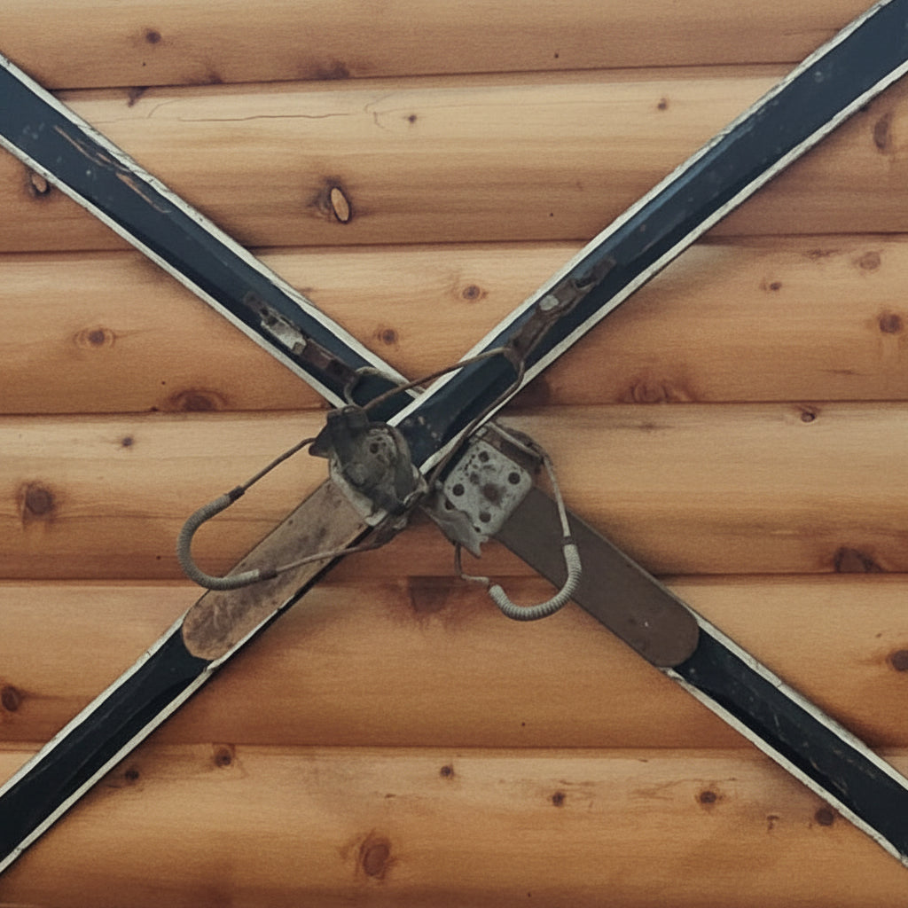 Vintage Black Wooden Skis