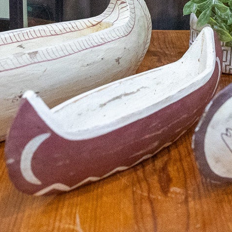 Set of 3 Various Sized Miniature Wood carved Indian Fishing Canoes