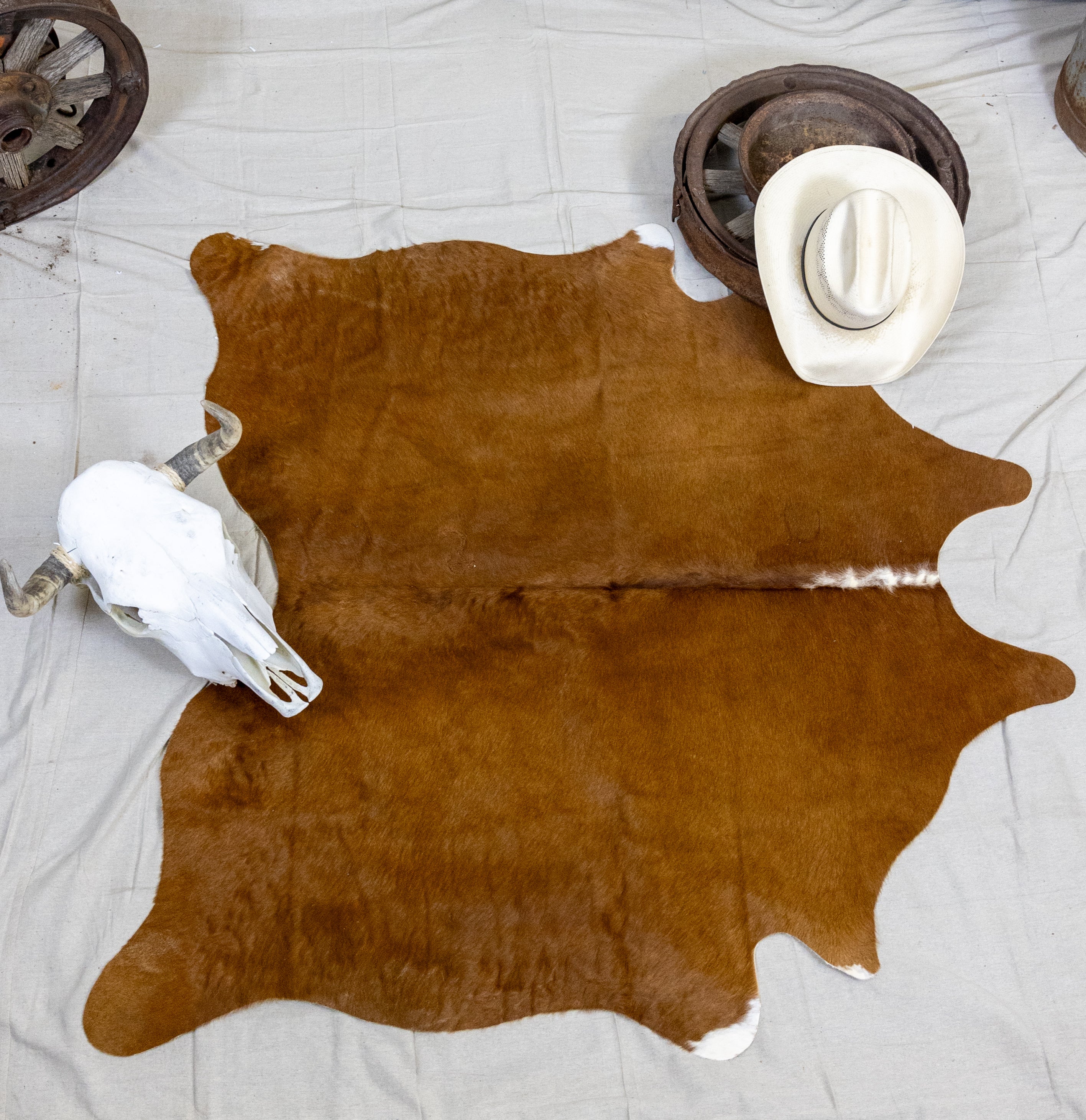 Vivid Cinnamon Cowhide Rug Made in Argentina