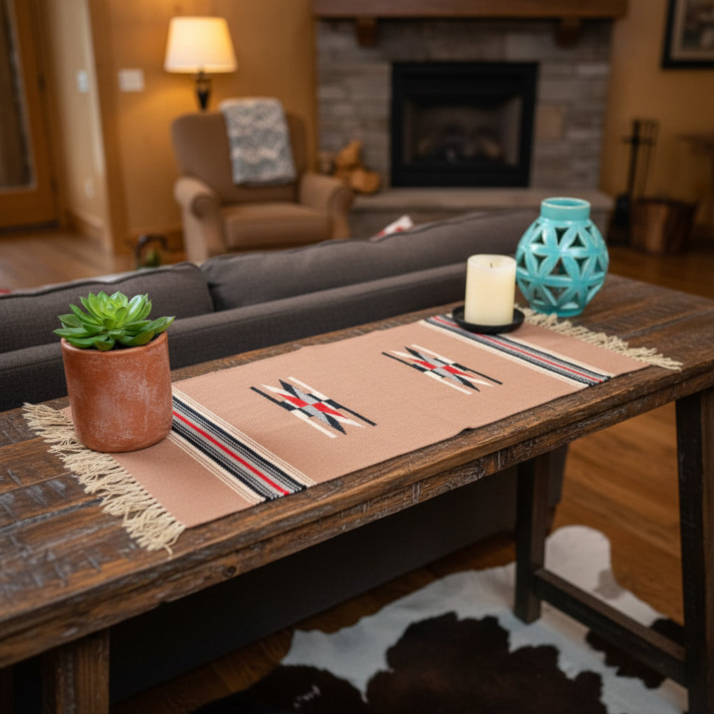 Native American Weaved Table Runner Sandy-Tan Colored