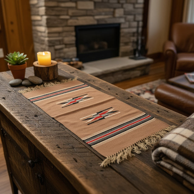 Native American Weaved Table Runner Sandy-Tan Colored