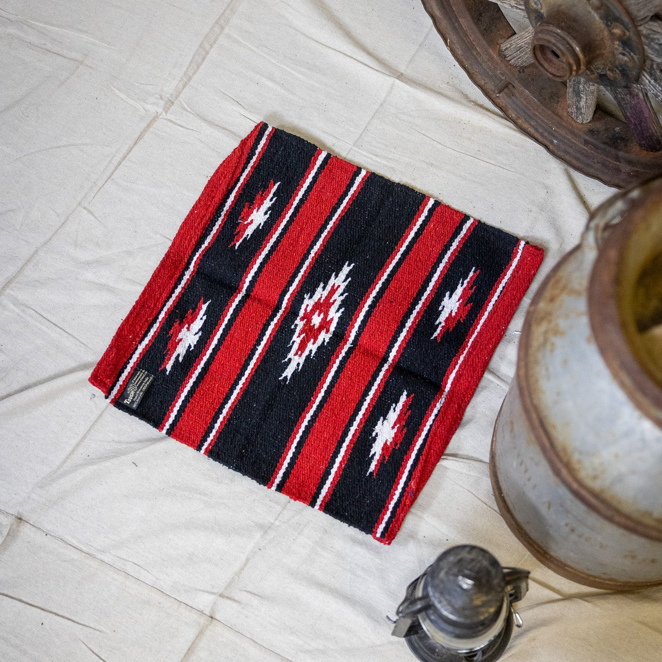 Sierra Navajo Style Acrylic Bland Miniature Southwestern Saddle Blanket 19" x 19"