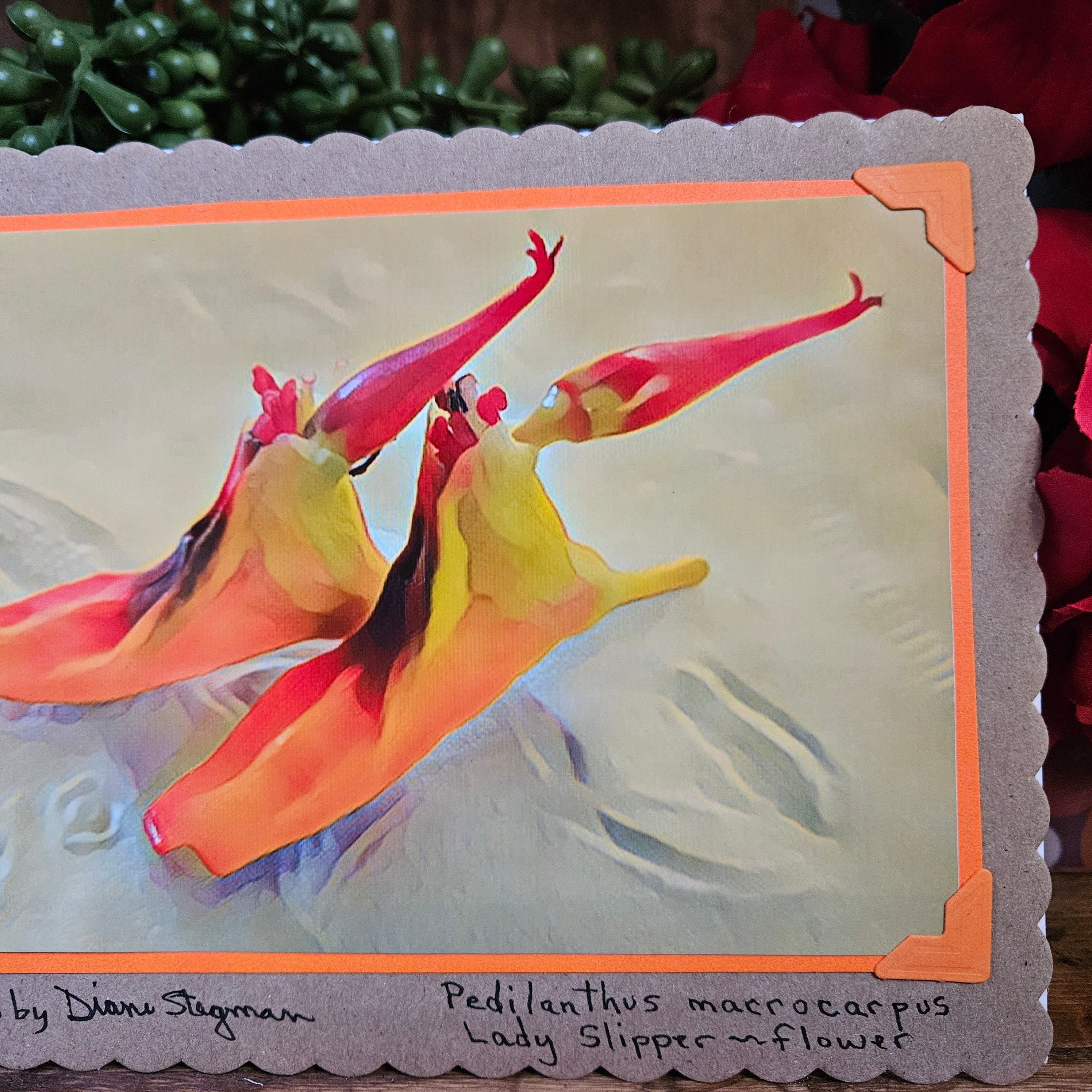 Beautifully Hand Crafted Custom Created Greeting Card Series by Diane Stegman "Lady Slipper Flower"