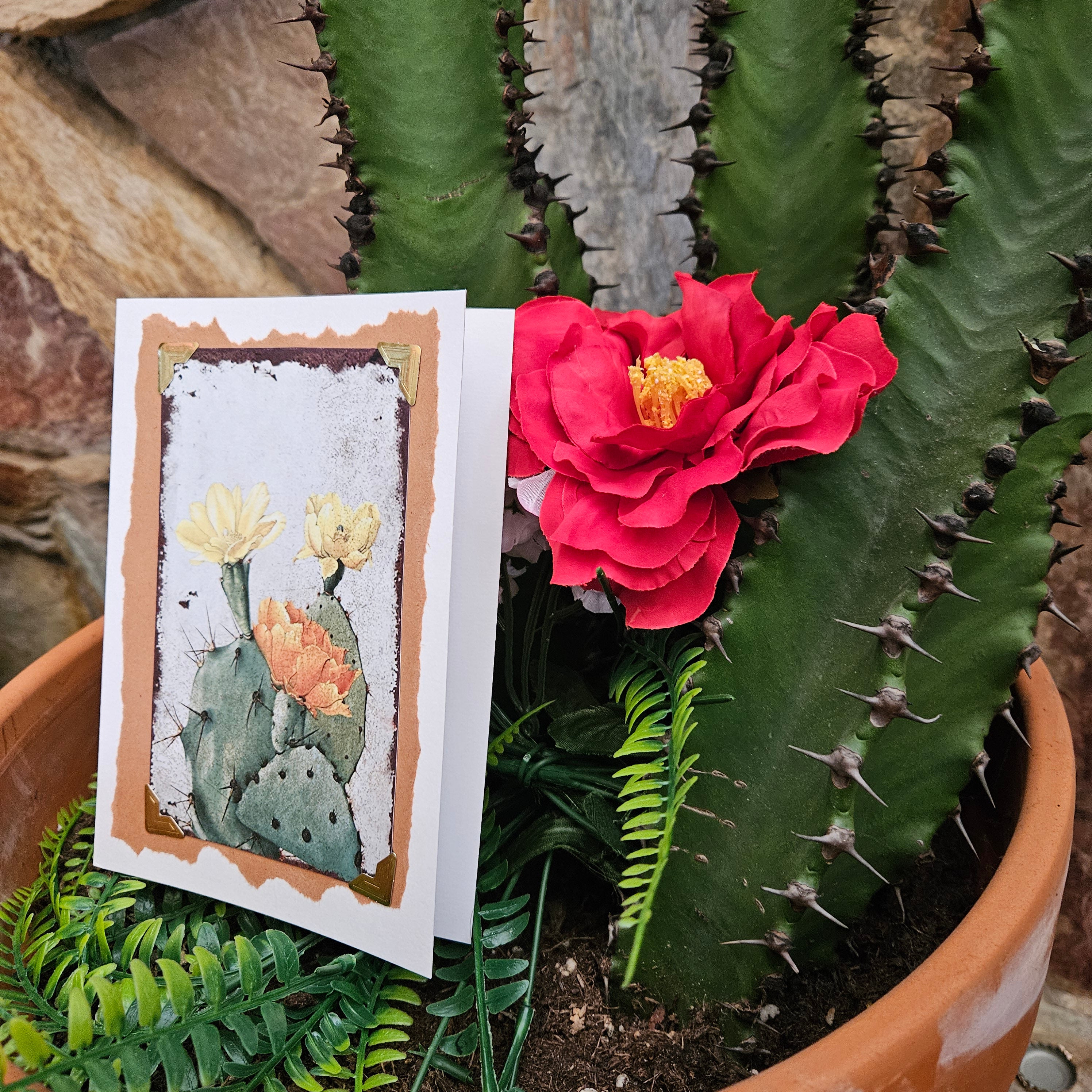Beautifully Hand Crafted Custom Created Greeting Card Series by Diane Stegman "Prickly Pear Cactus"