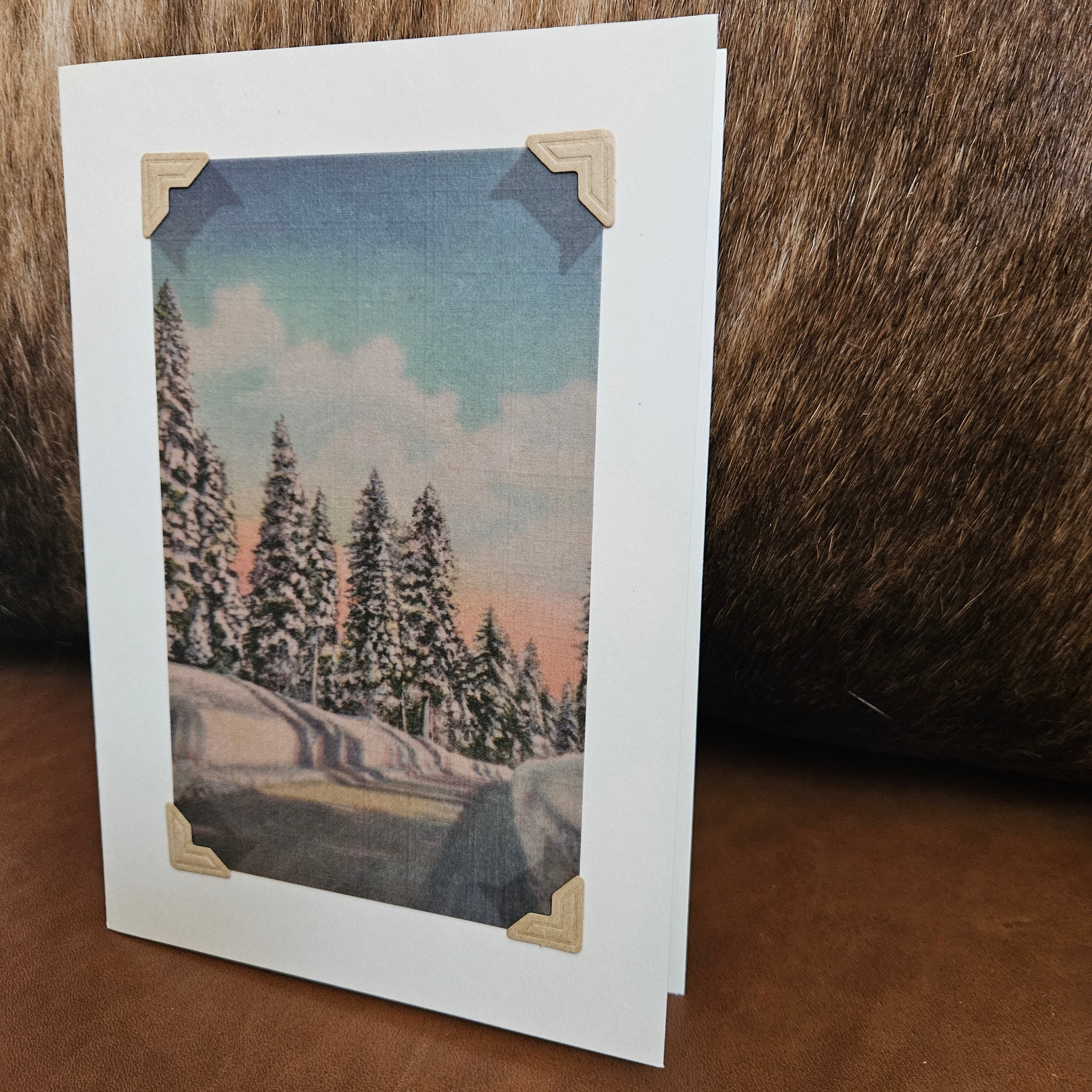 Beautifully Hand Crafted Custom Created Greeting Card Series by Diane Stegman "Snowy Road"