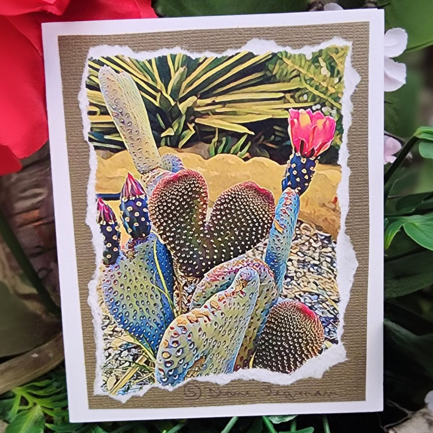 Beautifully Hand Crafted Custom Created Greeting Card Series by Diane Stegman "Heart Shaped Cactus"