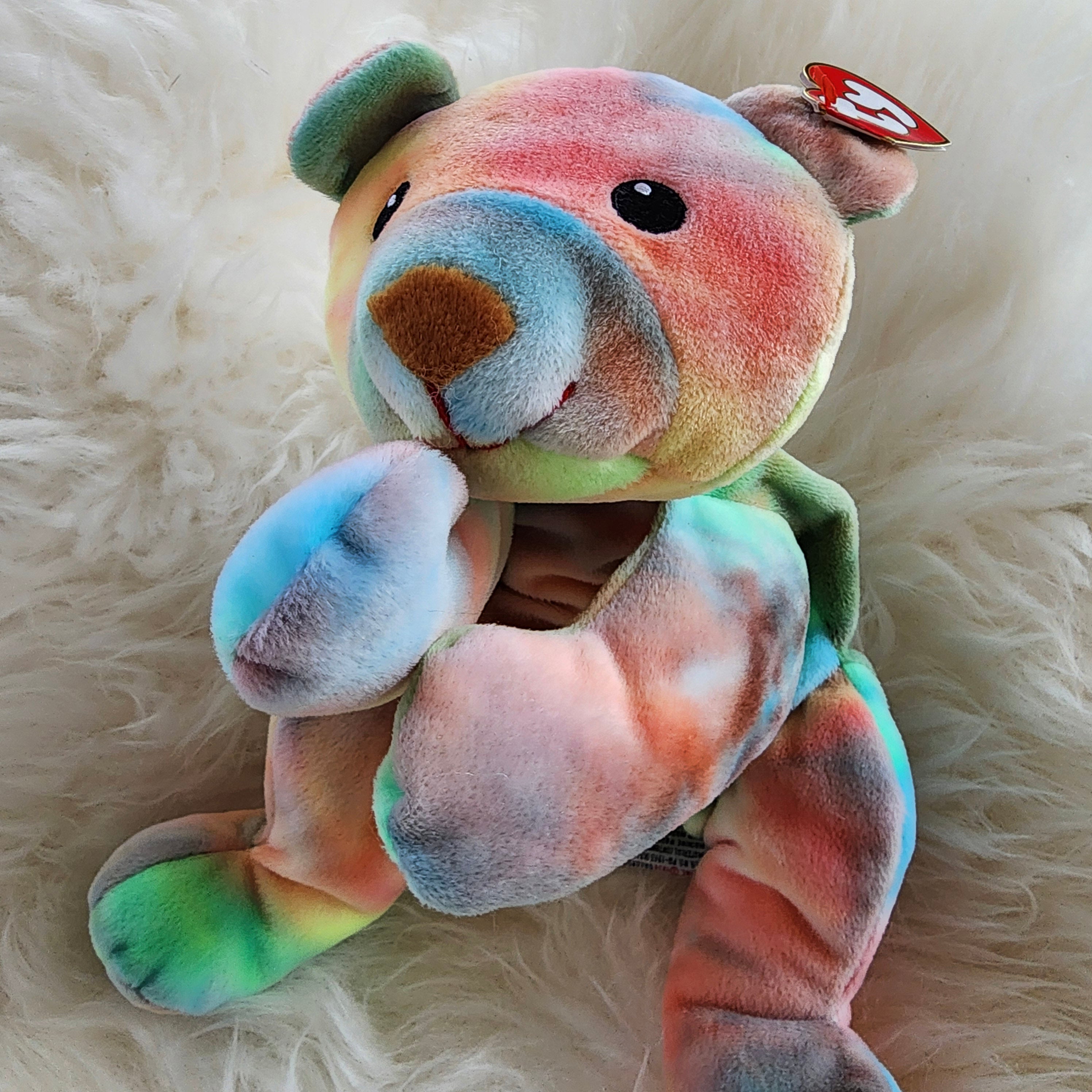 Ty Beanie Baby 'Sherbet the Bear' with multicolored plush body