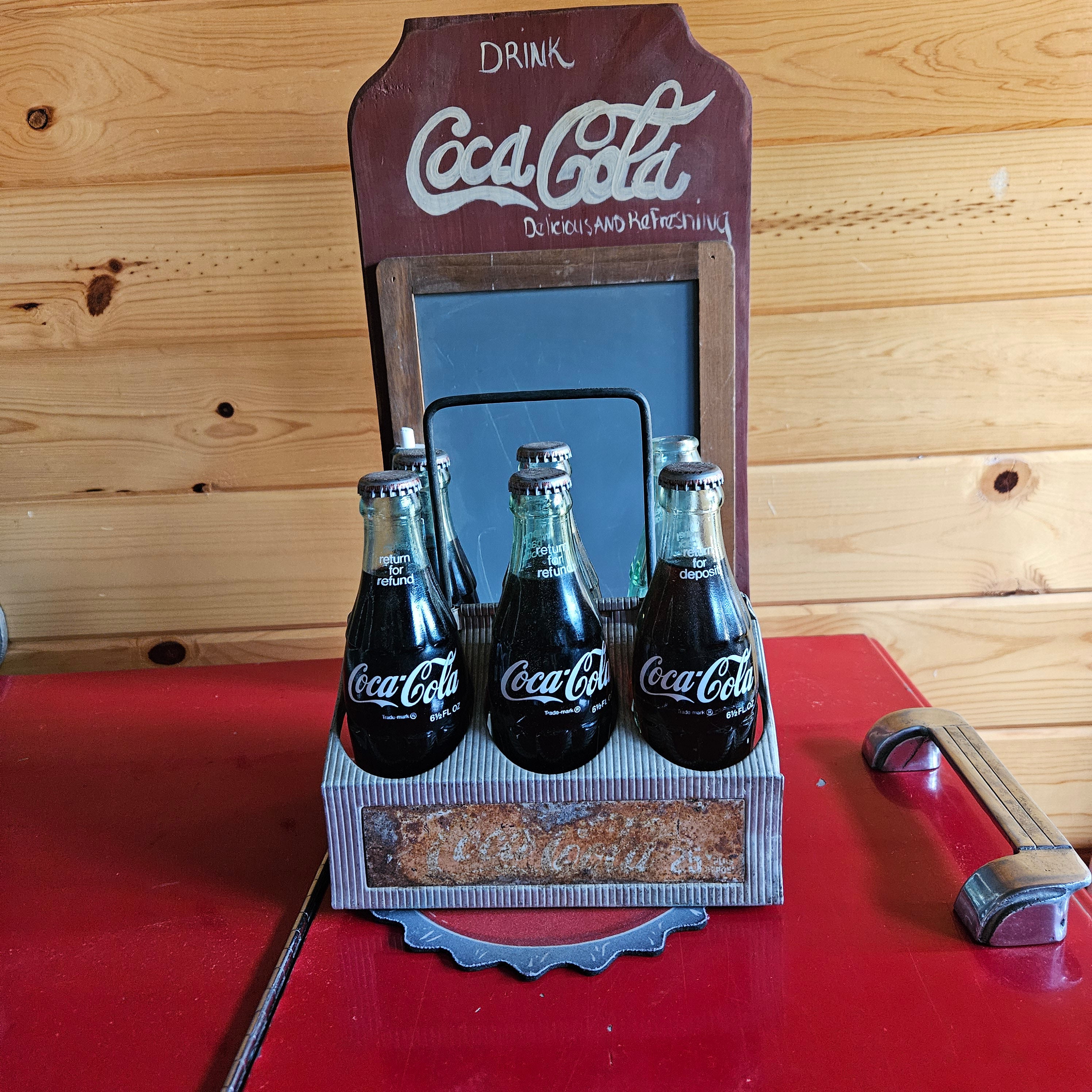 Vintage Coca Cola 6 Pack with Metal Carrier