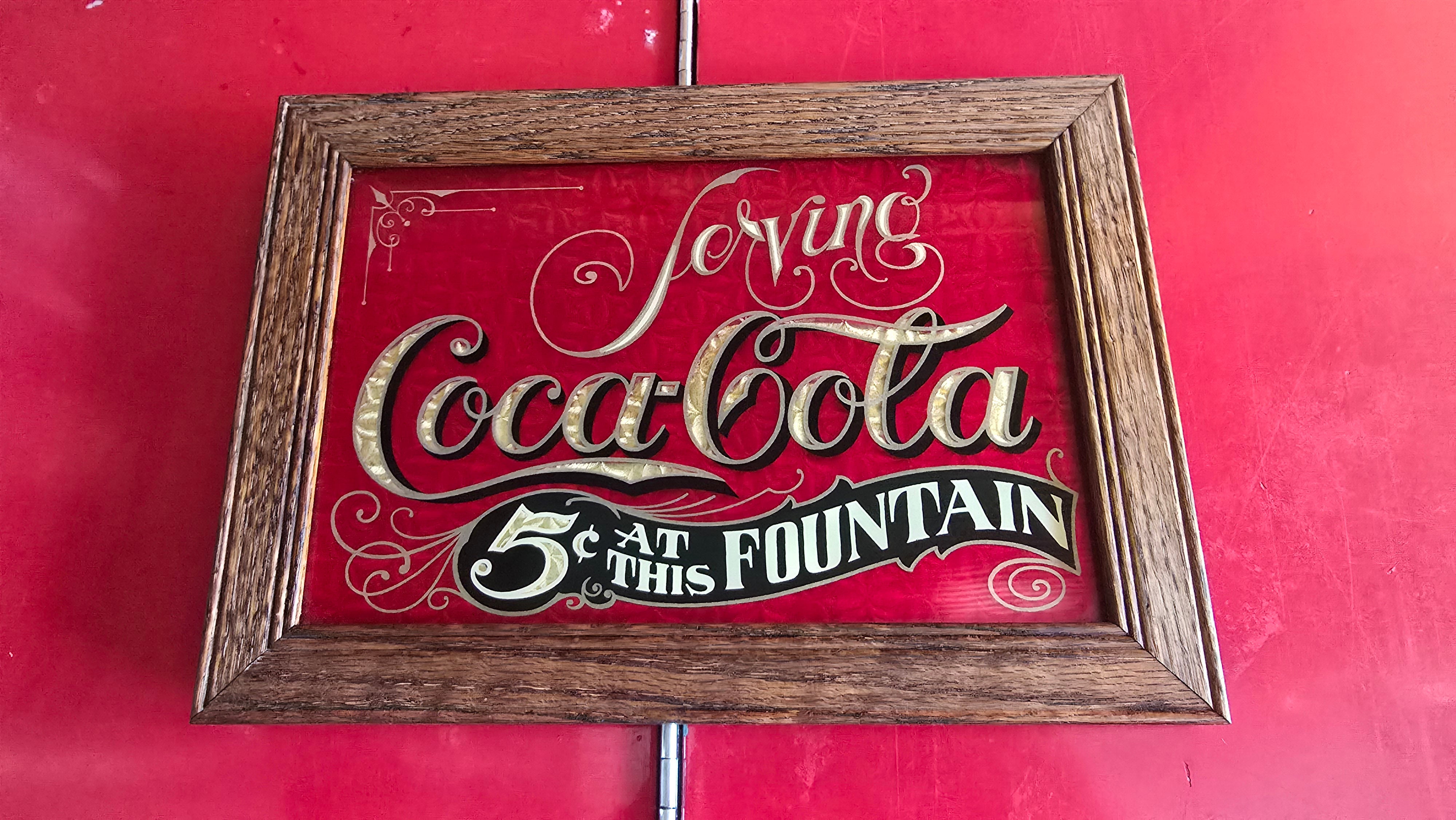 Vintage Coca Cola Framed Glass Advertisement Sign