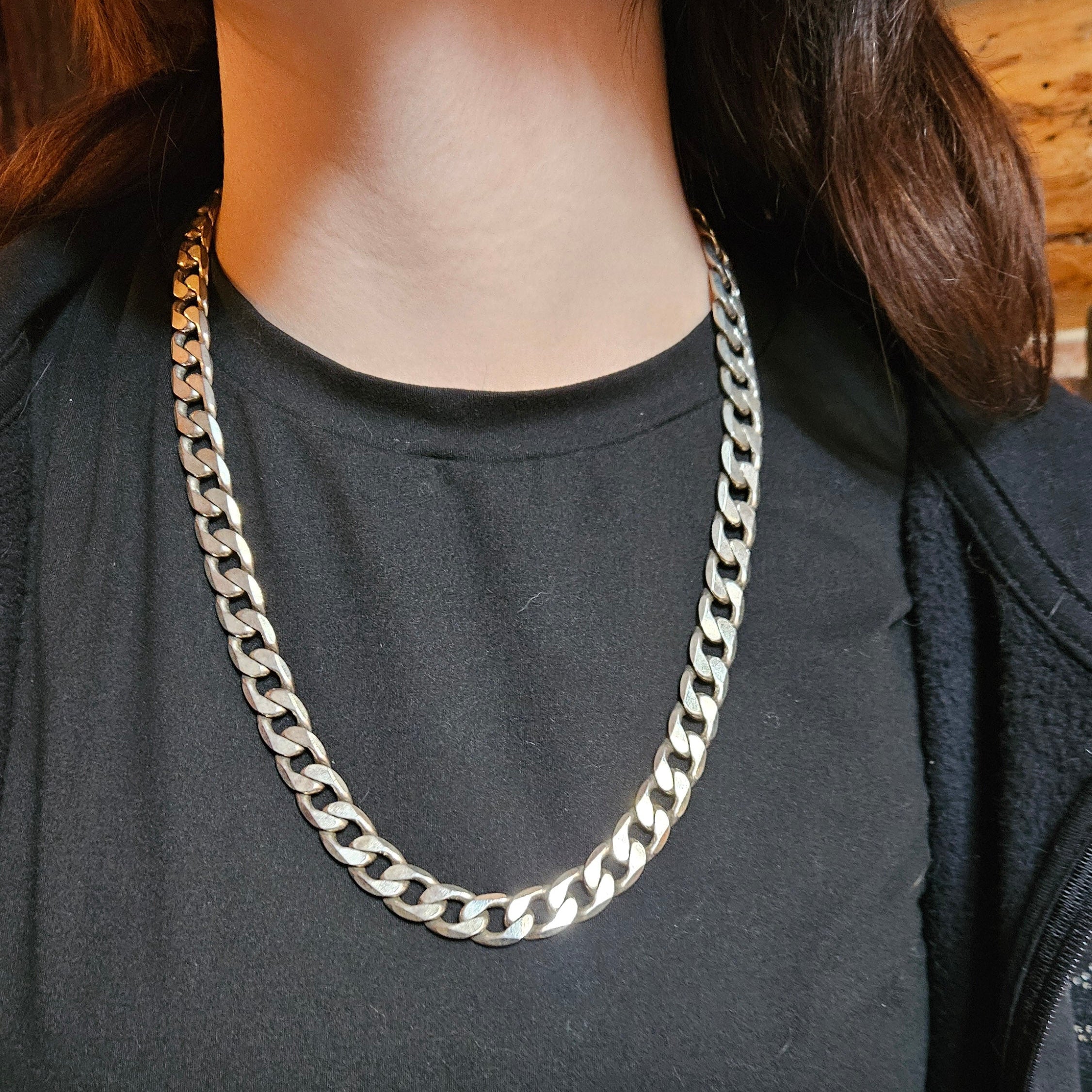 24 Inch Cuban-Style Chain Necklace 925 Silver None Tarnish Plating