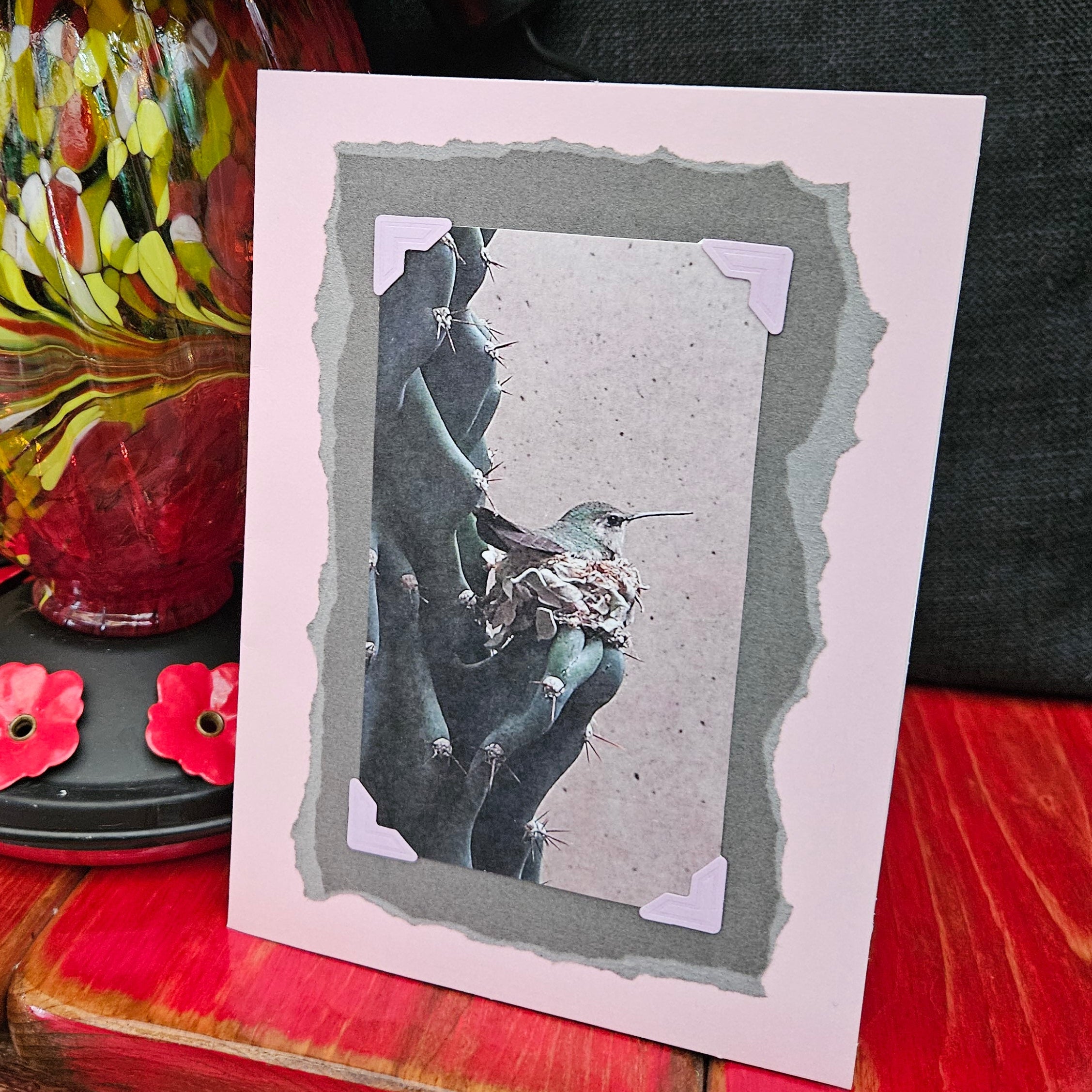 Beautifully Hand Crafted Custom Created Greeting Card Series by Diane Stegman "Hummingbird Nest"