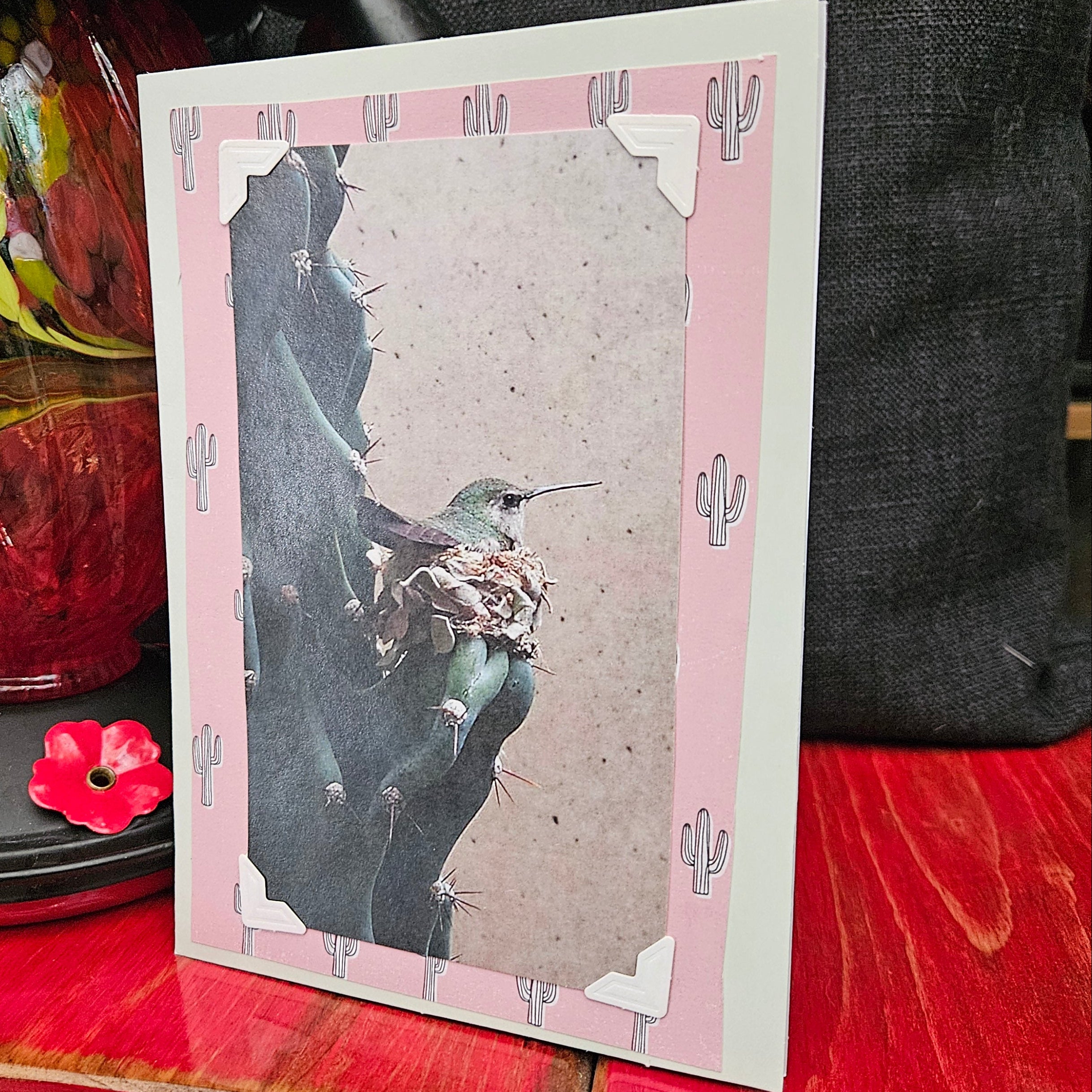 Beautifully Hand Crafted Custom Created Greeting Card Series by Diane Stegman "Hummingbird Nest"