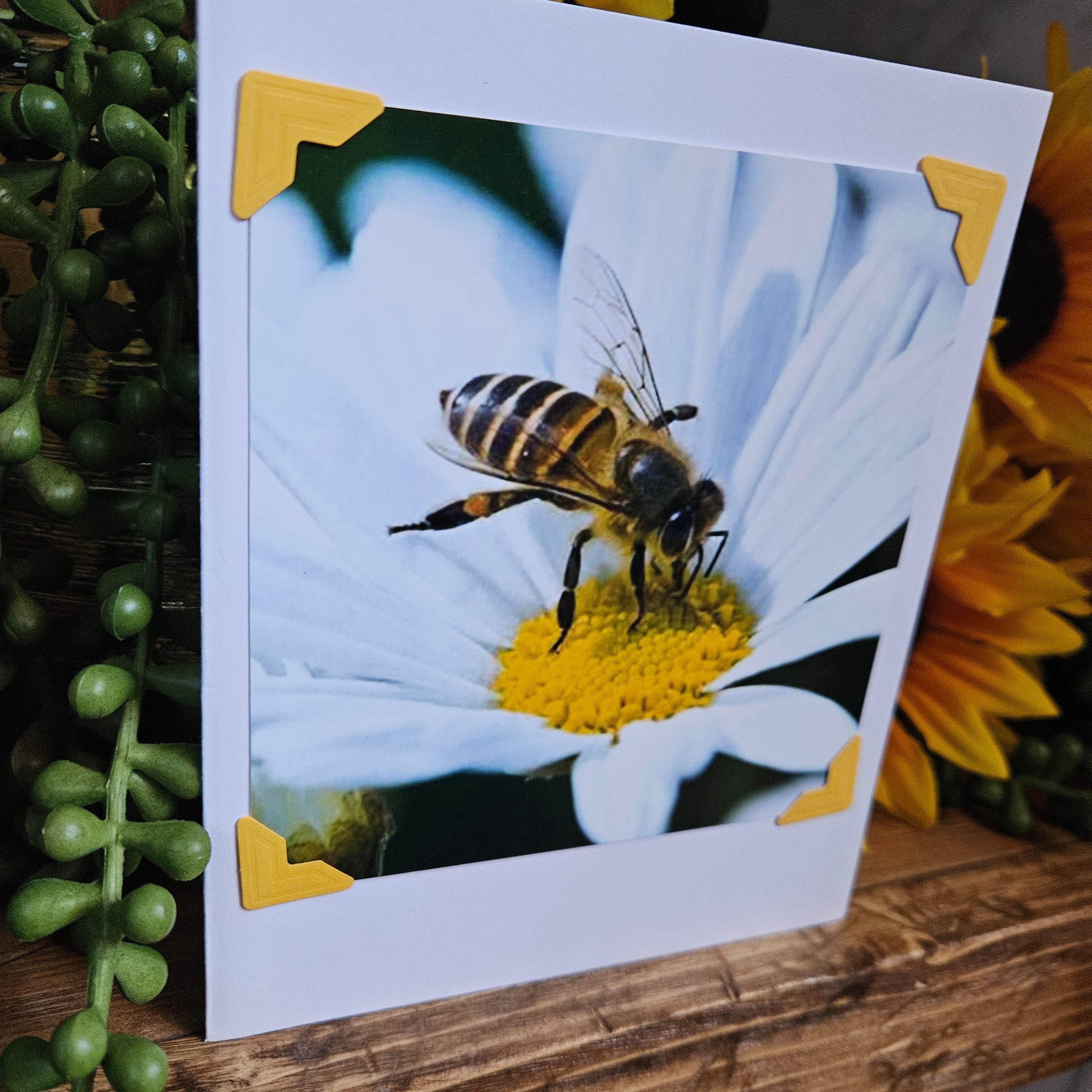 Beautifully Hand Crafted Custom Created Greeting Card Series by Diane Stegman "Flower Bee"