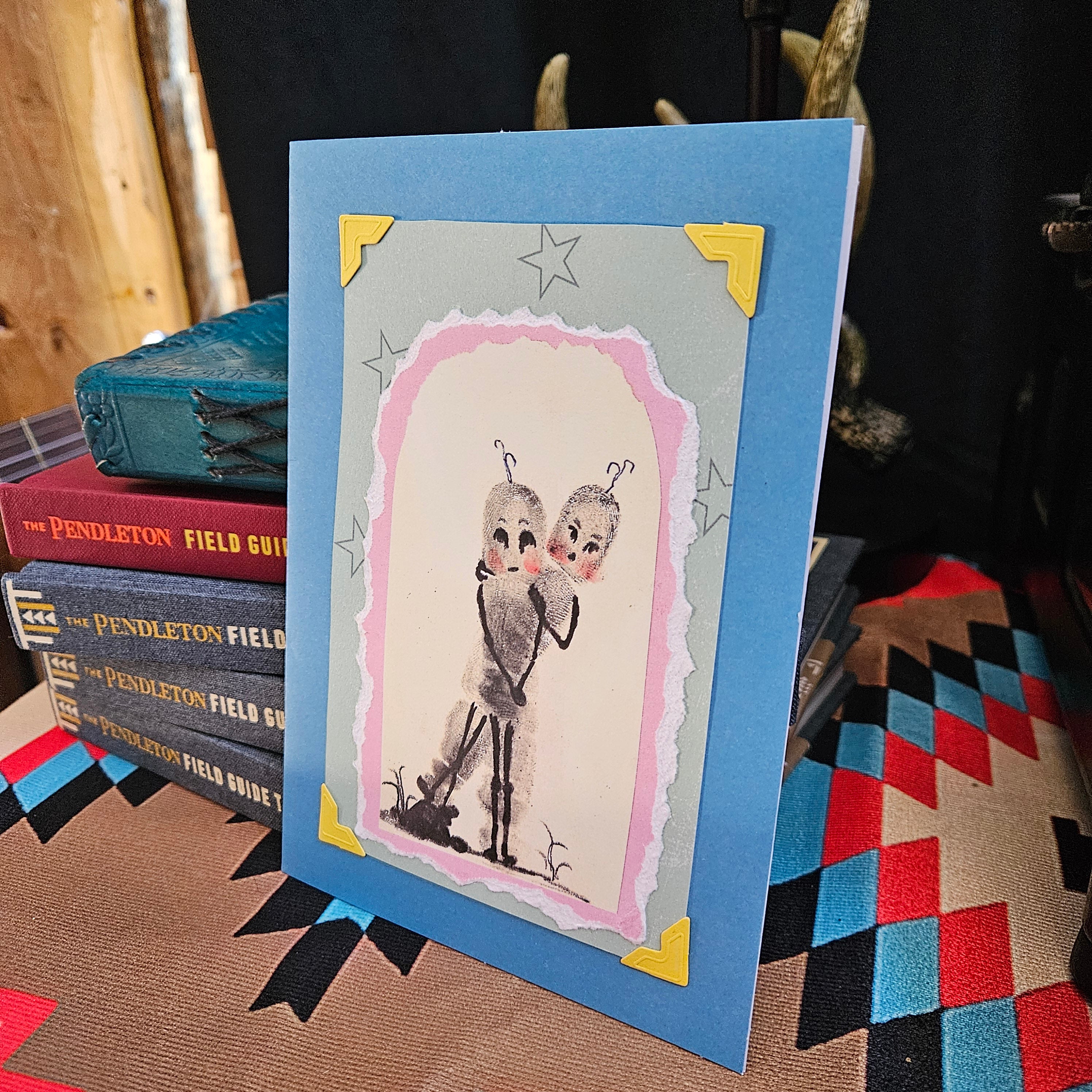 Beautifully Hand Crafted Custom Created Greeting Card Series by Diane Stegman "Fingerprint Series Playful Couple"