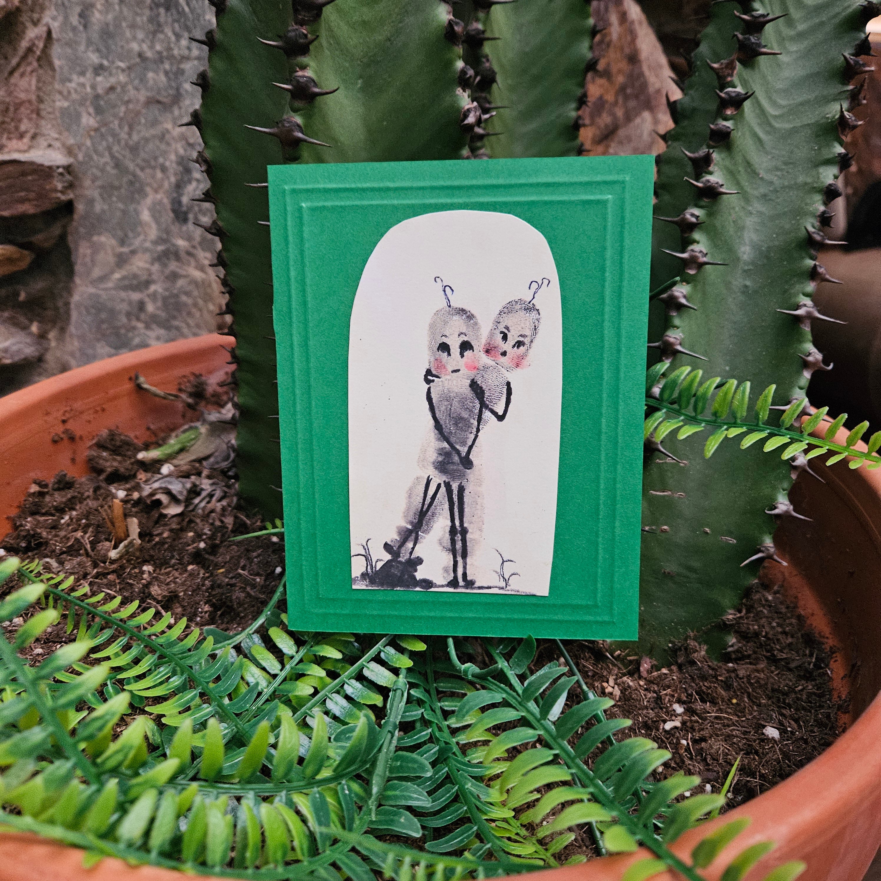 Beautifully Hand Crafted Custom Created Greeting Card Series by Diane Stegman "Fingerprint Series Playful Couple"