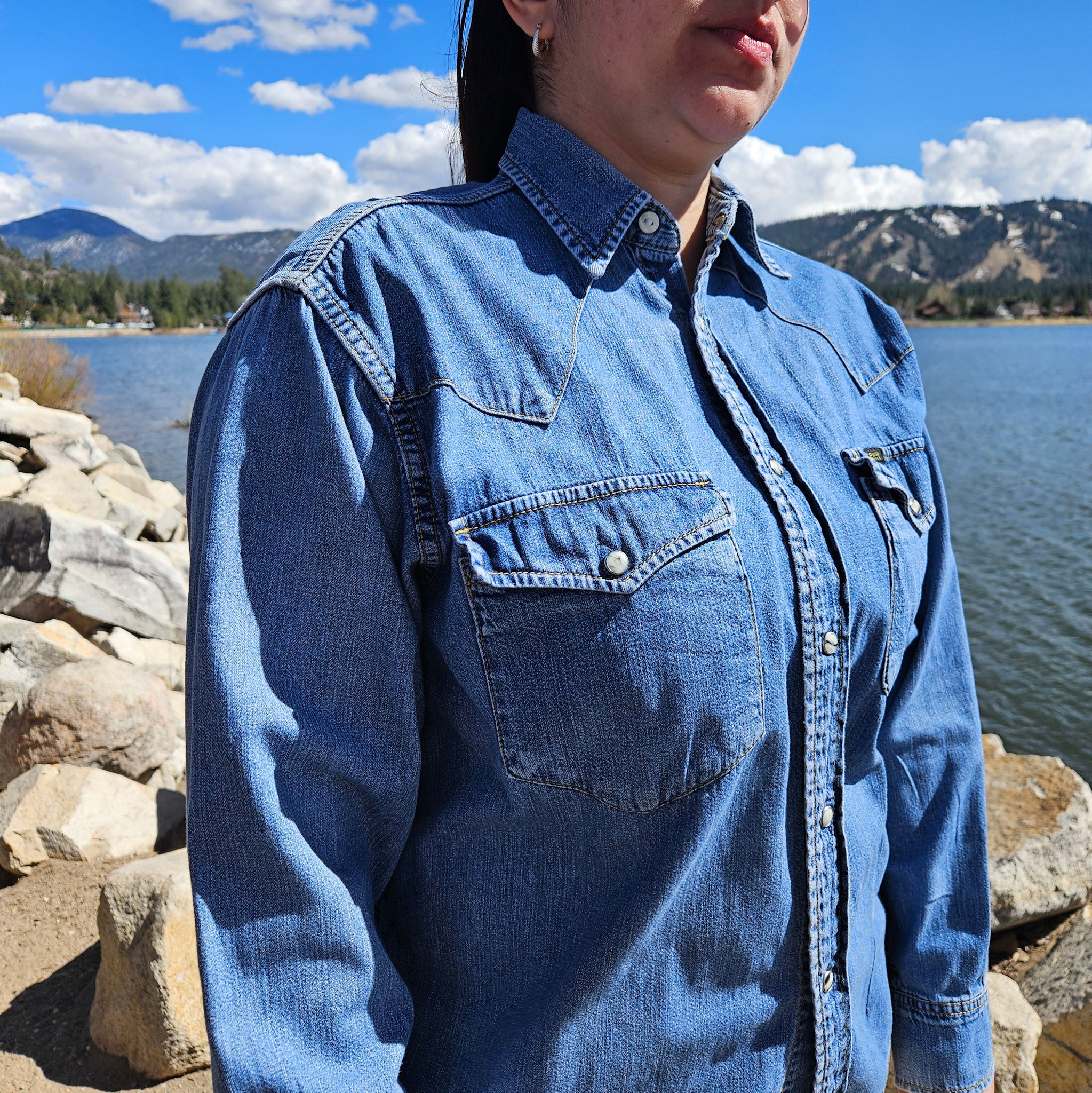 Unisex Vintage Lee Demin Pearl Authentic Button-up Shirt
