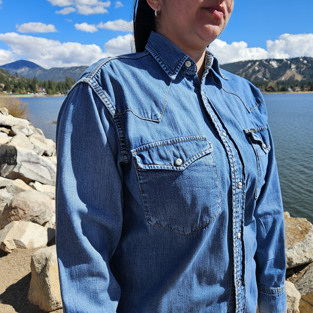 Unisex Vintage Lee Demin Pearl Authentic Button-up Shirt