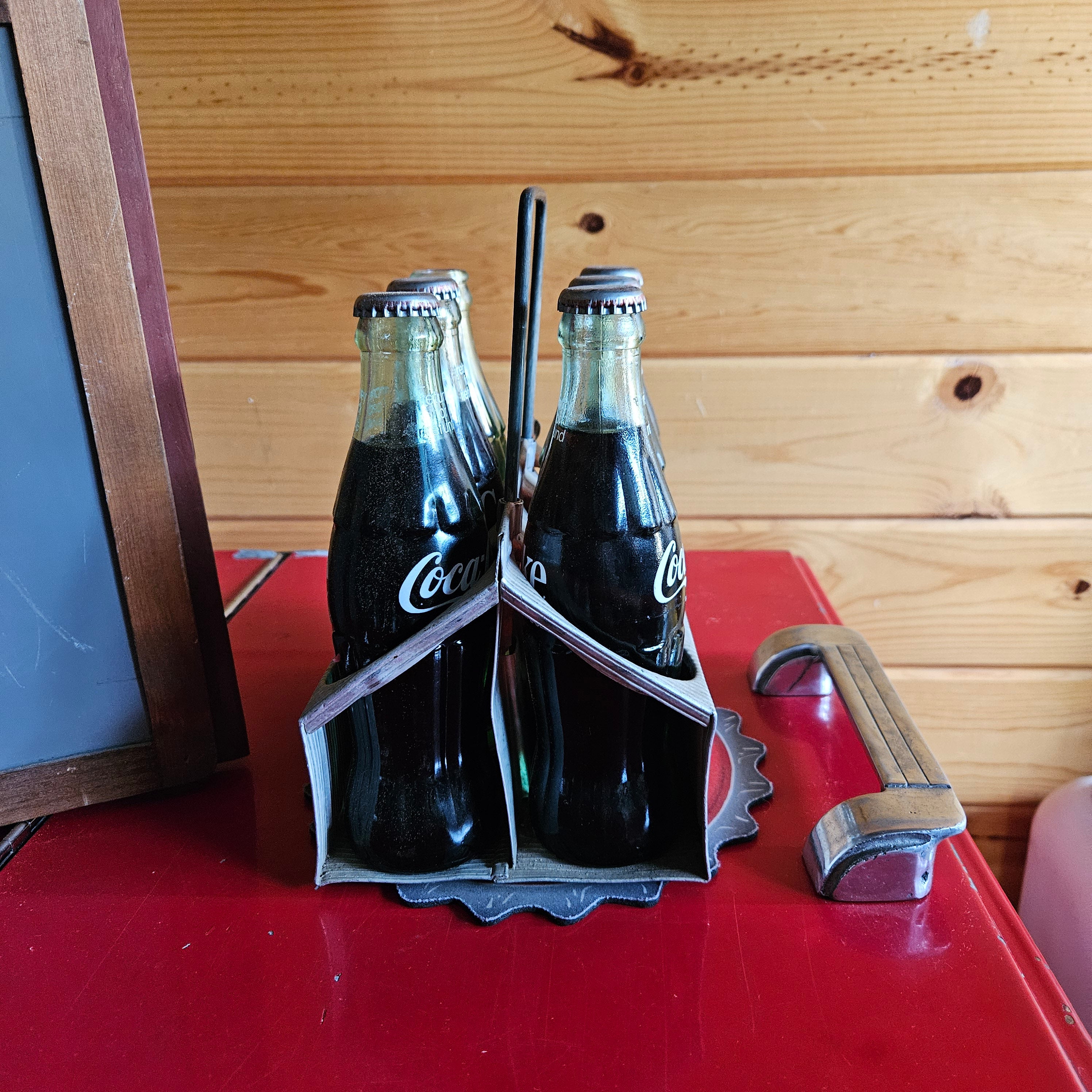 Vintage Coca Cola 6 Pack with Metal Carrier