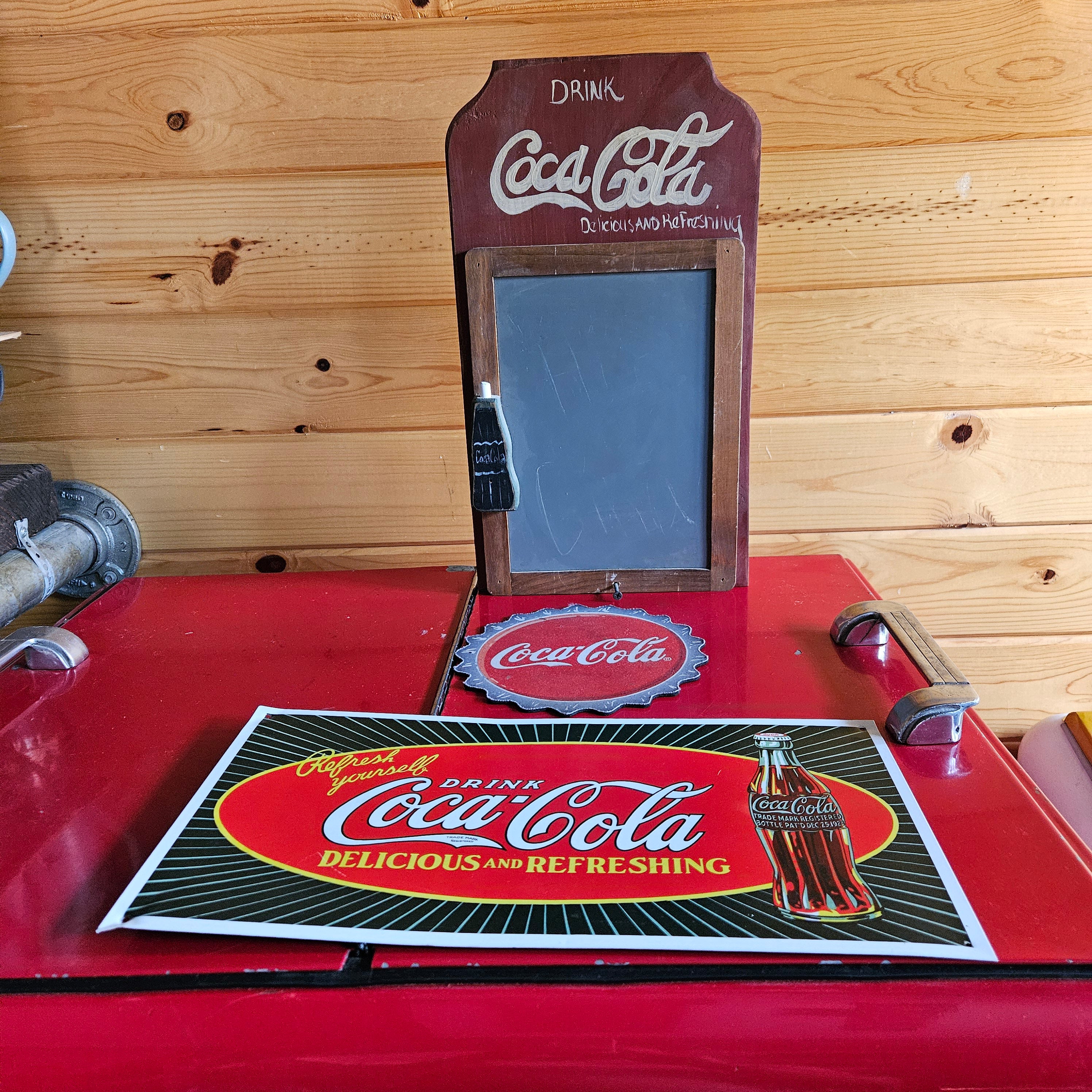 Vintage Wooden Coca Cola Chalkboard