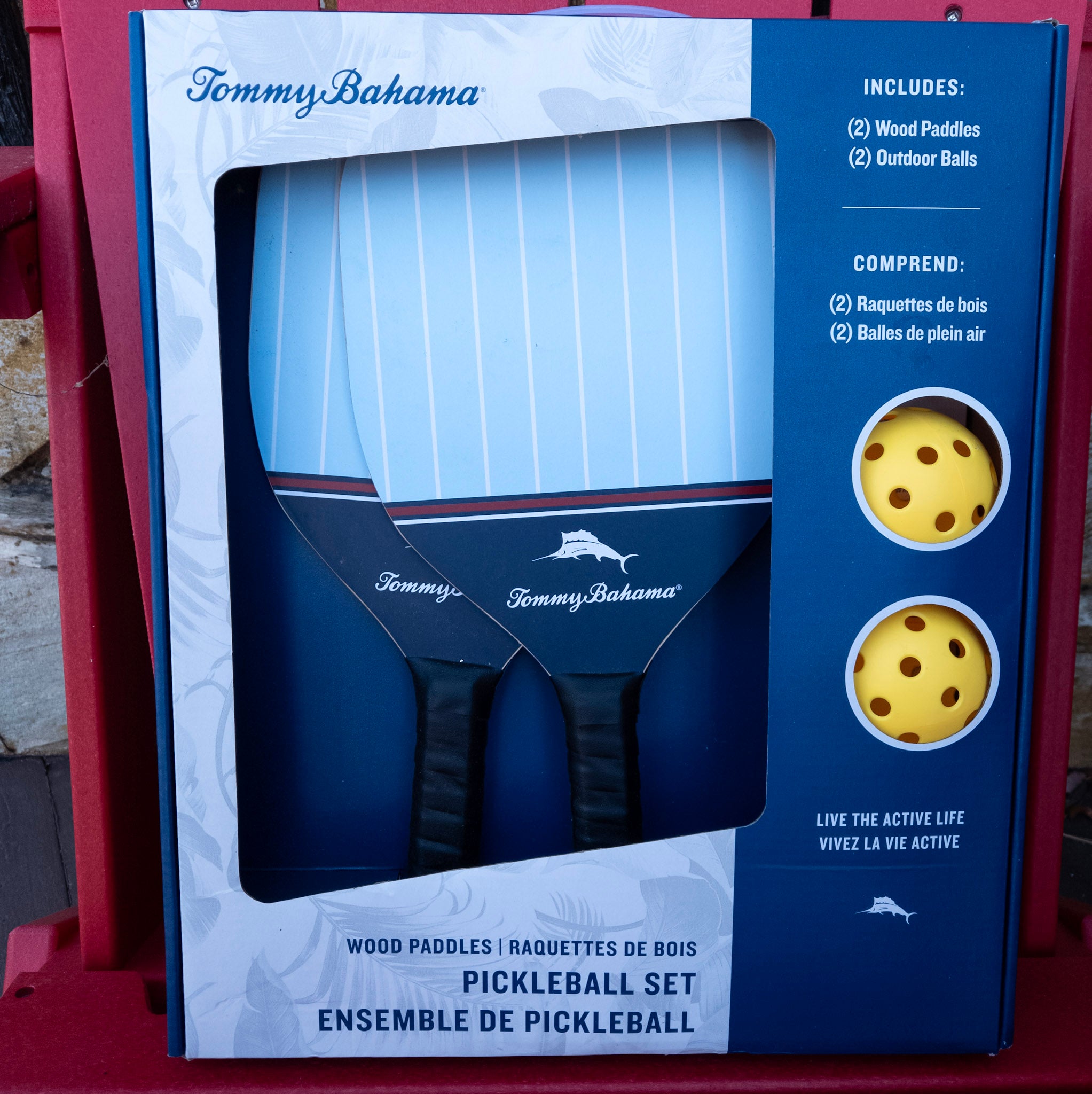 Tommy Bahama Wood Paddle Pickleball Set
