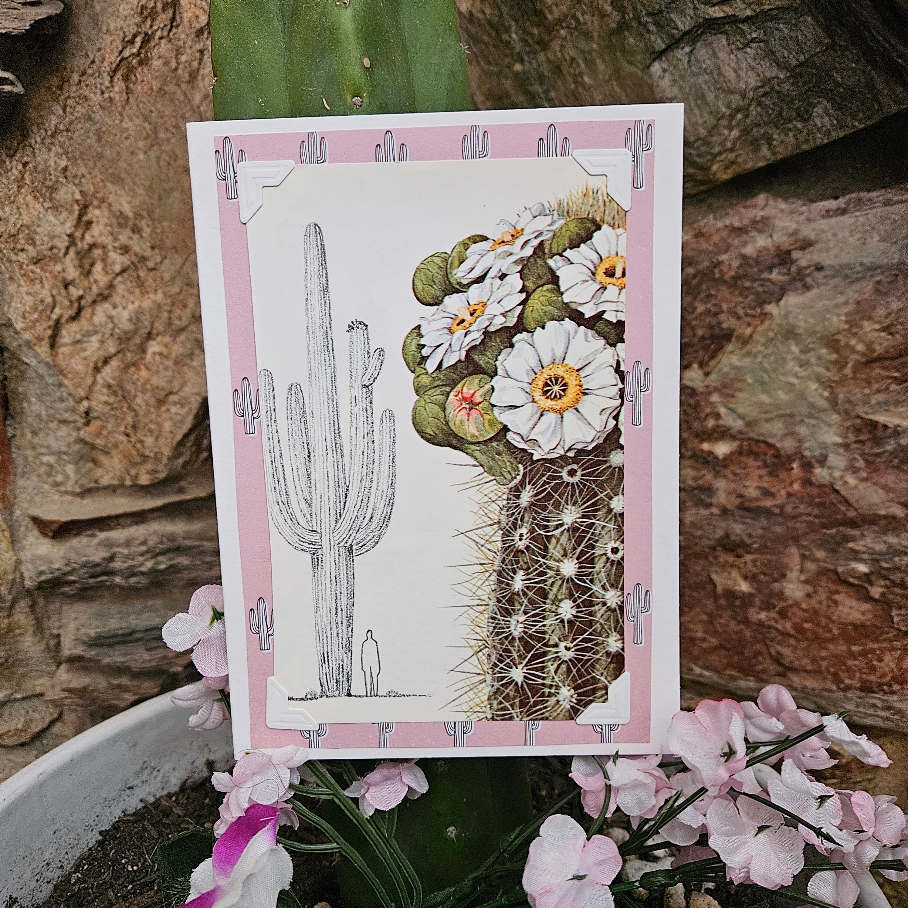 Beautifully Hand Crafted Custom Created Greeting Card Series by Diane Stegman "Gigantic Saguaro Cactus"