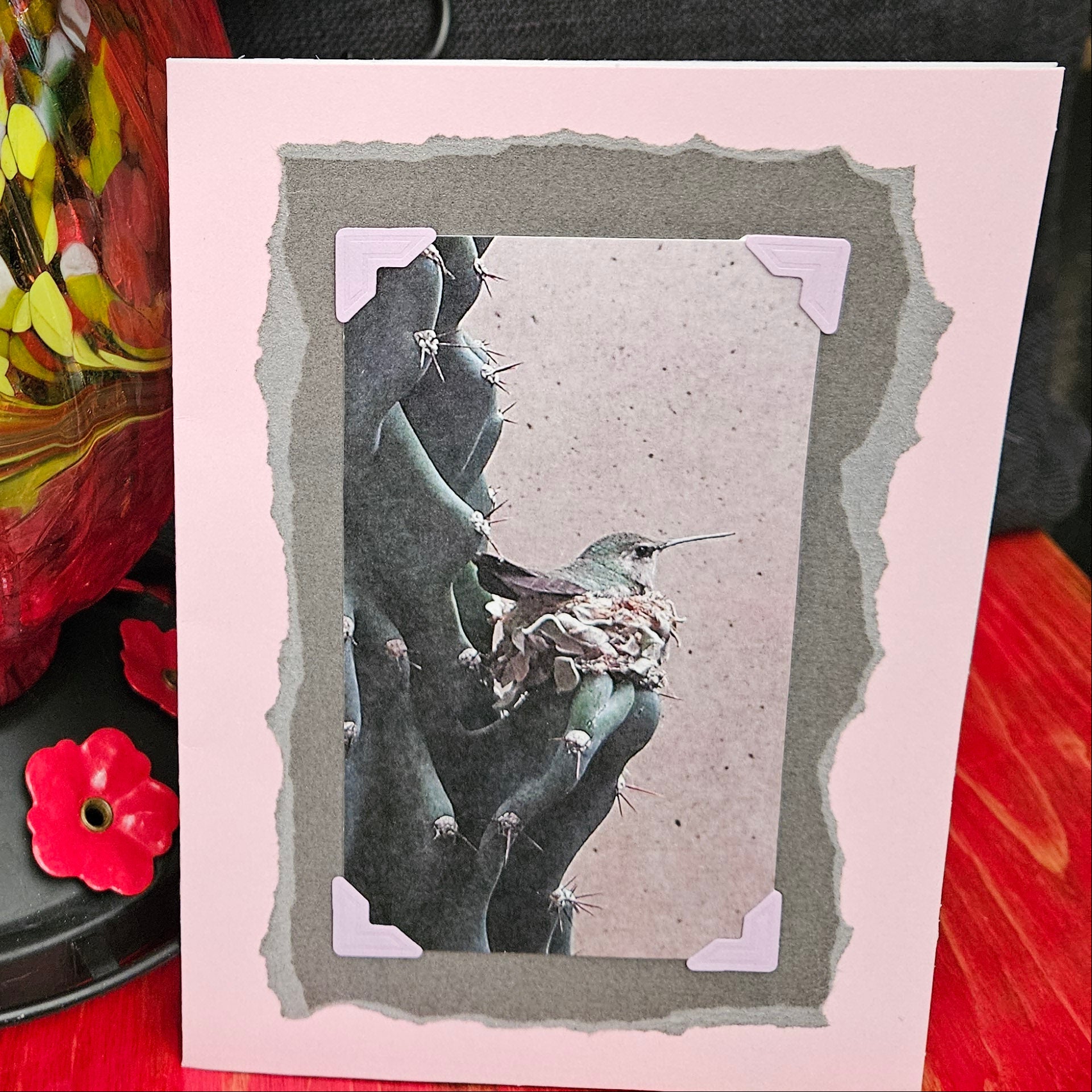 Beautifully Hand Crafted Custom Created Greeting Card Series by Diane Stegman "Hummingbird Nest"
