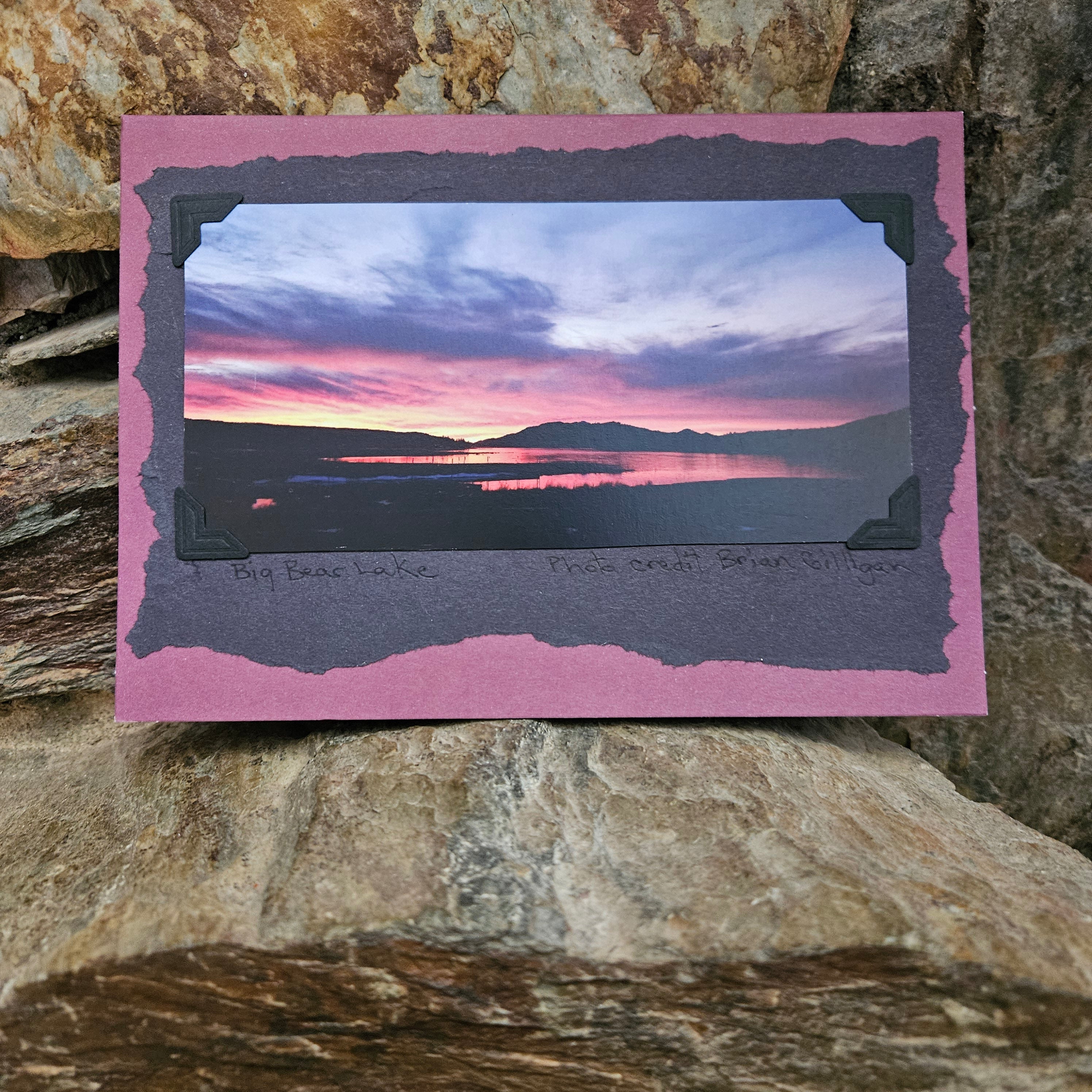 Beautifully Hand Crafted Custom Created Greeting Card Series by Diane Stegman "Big Bear Lake Sunset, California"