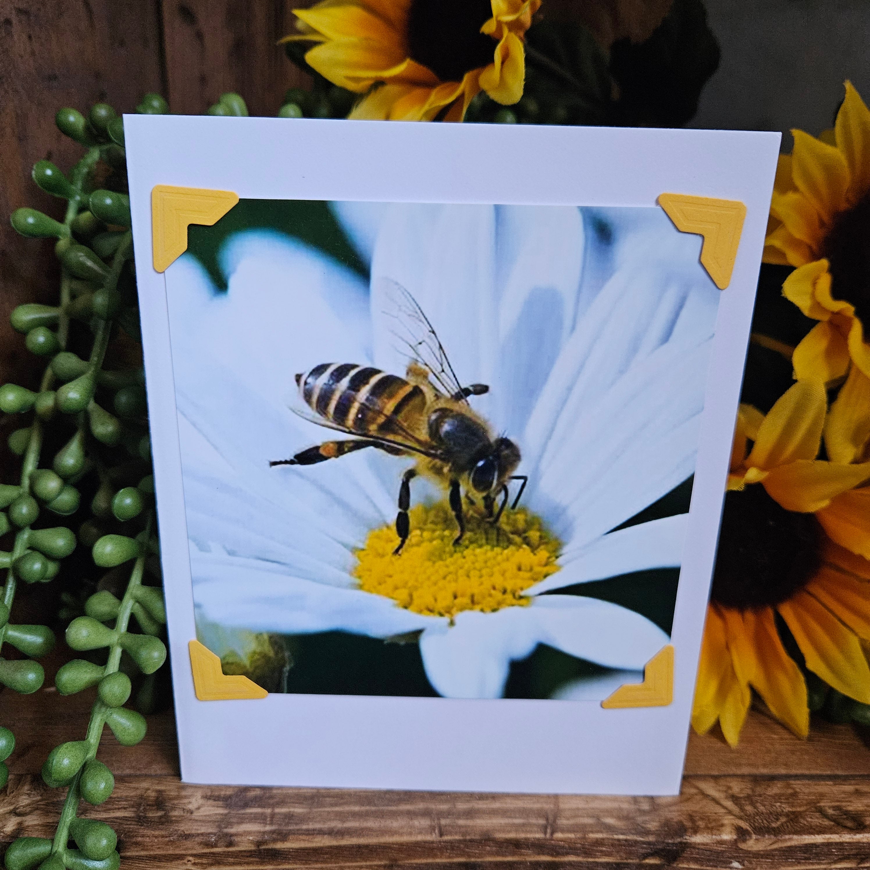 Beautifully Hand Crafted Custom Created Greeting Card Series by Diane Stegman "Flower Bee"