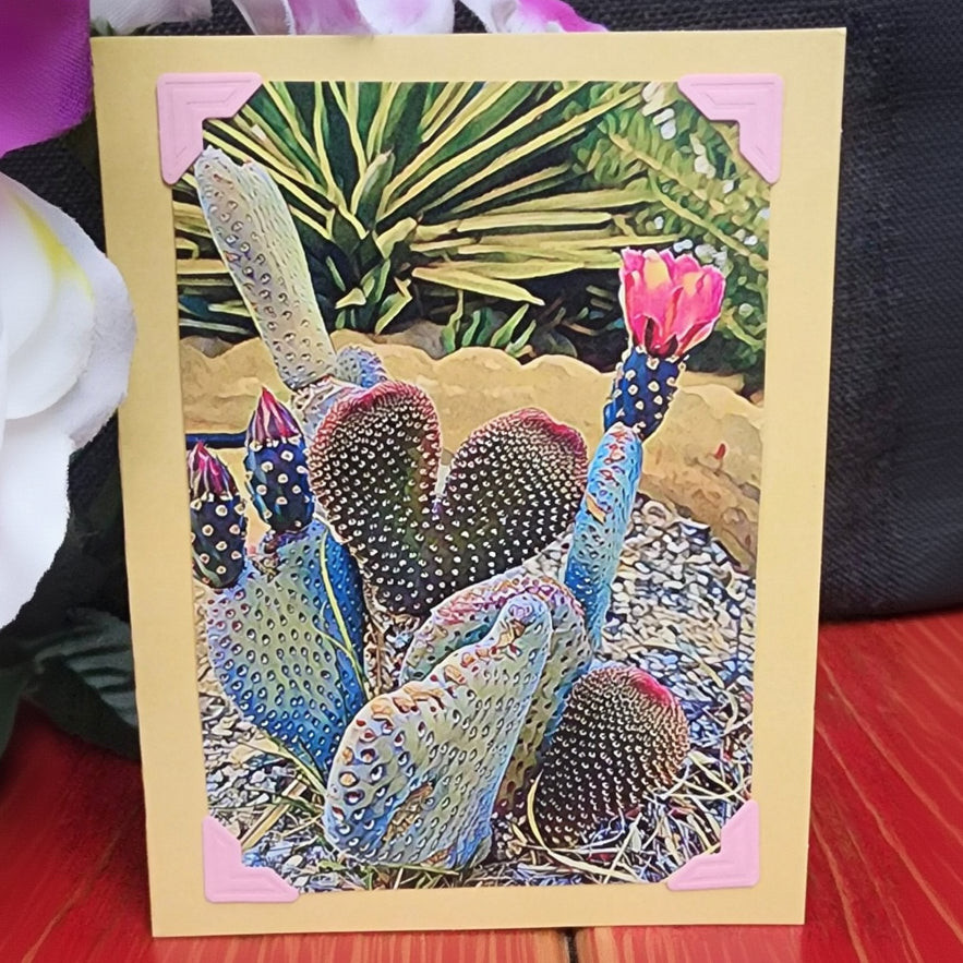 Beautifully Hand Crafted Custom Created Greeting Card Series by Diane Stegman "Heart Shaped Cactus"