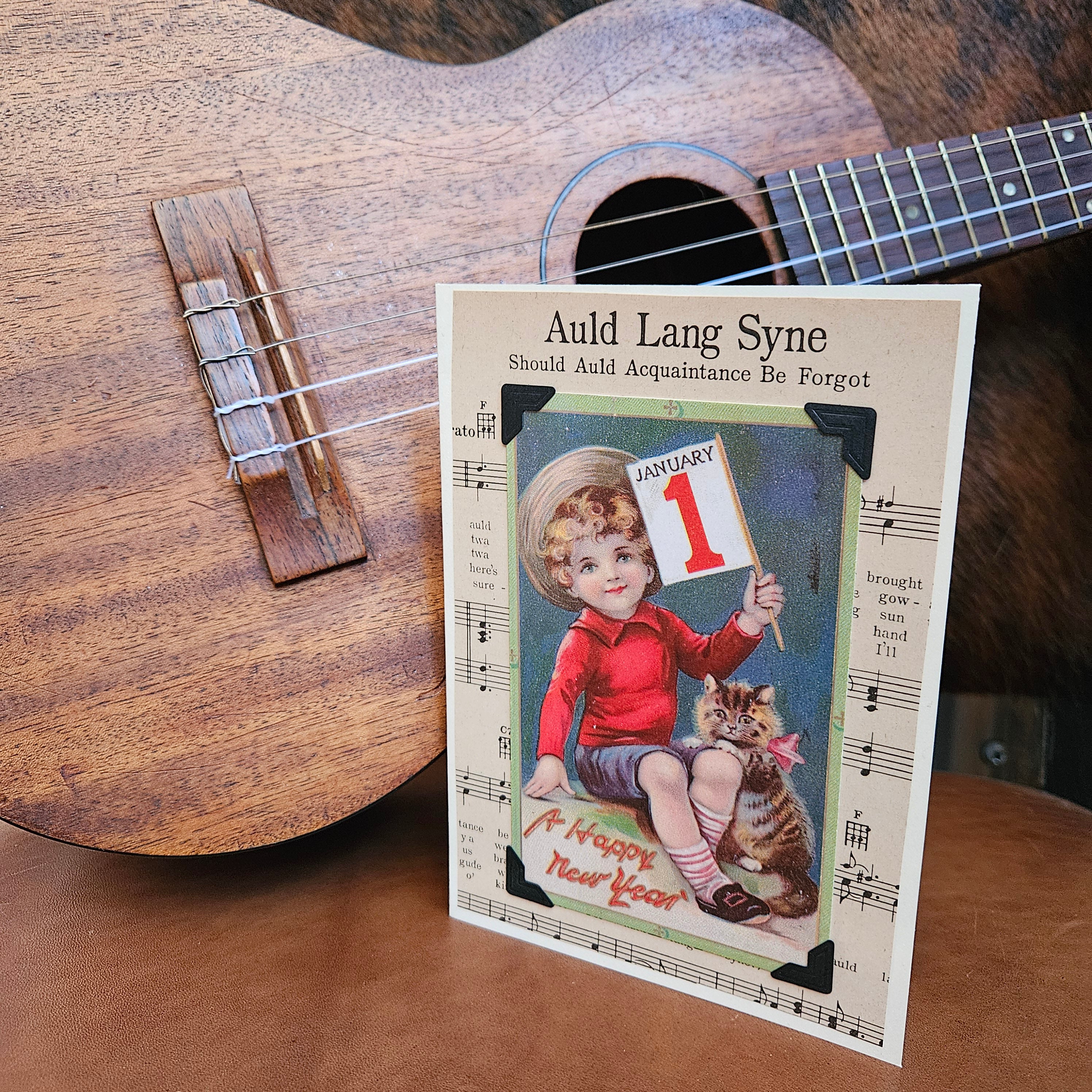 Beautifully Hand Crafted Custom Created Greeting Card Series by Diane Stegman "Auld Lang Syne"